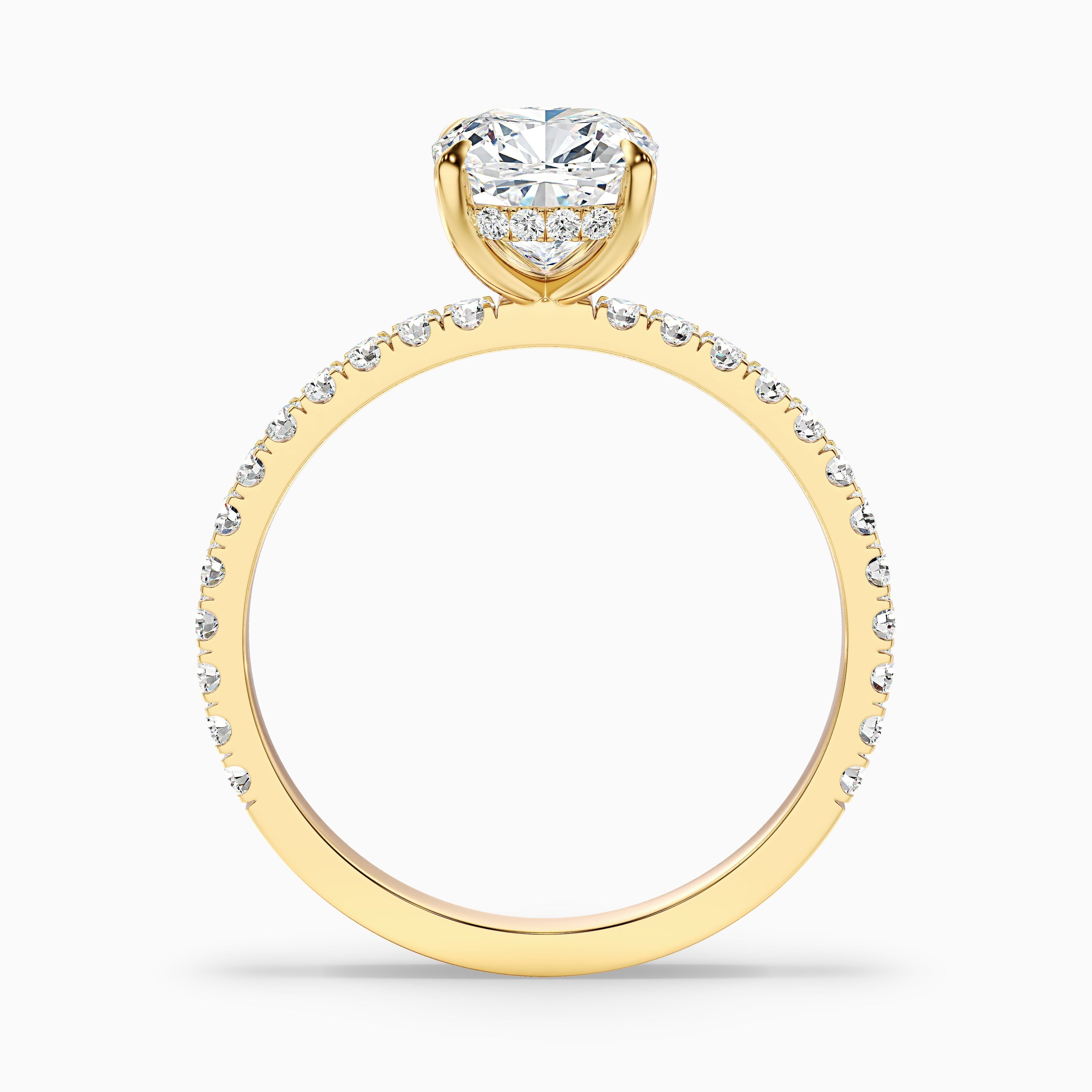 Gigi 3 Carat Cushion Cut Hidden Halo Pave Moissanite Diamond Ring in 925 Sterling Silver