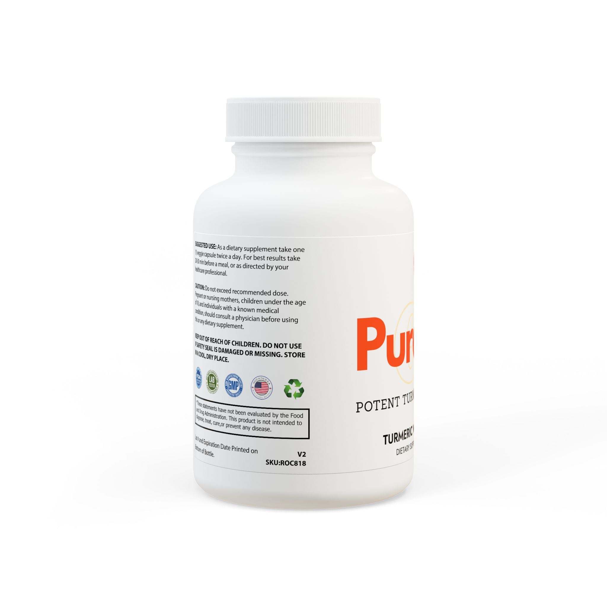PureCur Turmeric with Black Pepper Fruit Extract Supplement (60 Capsules) by Spee24, LLC