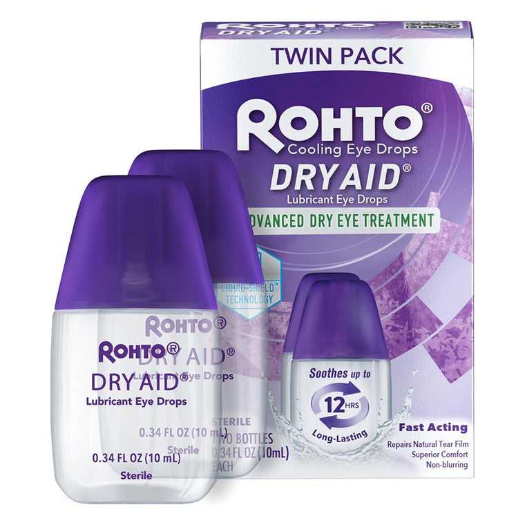 Rohto Dry-Aid Lubricant Eye Drops, Dual Pack - 0.34 fl oz x 2 by Pasteur Pharmacy