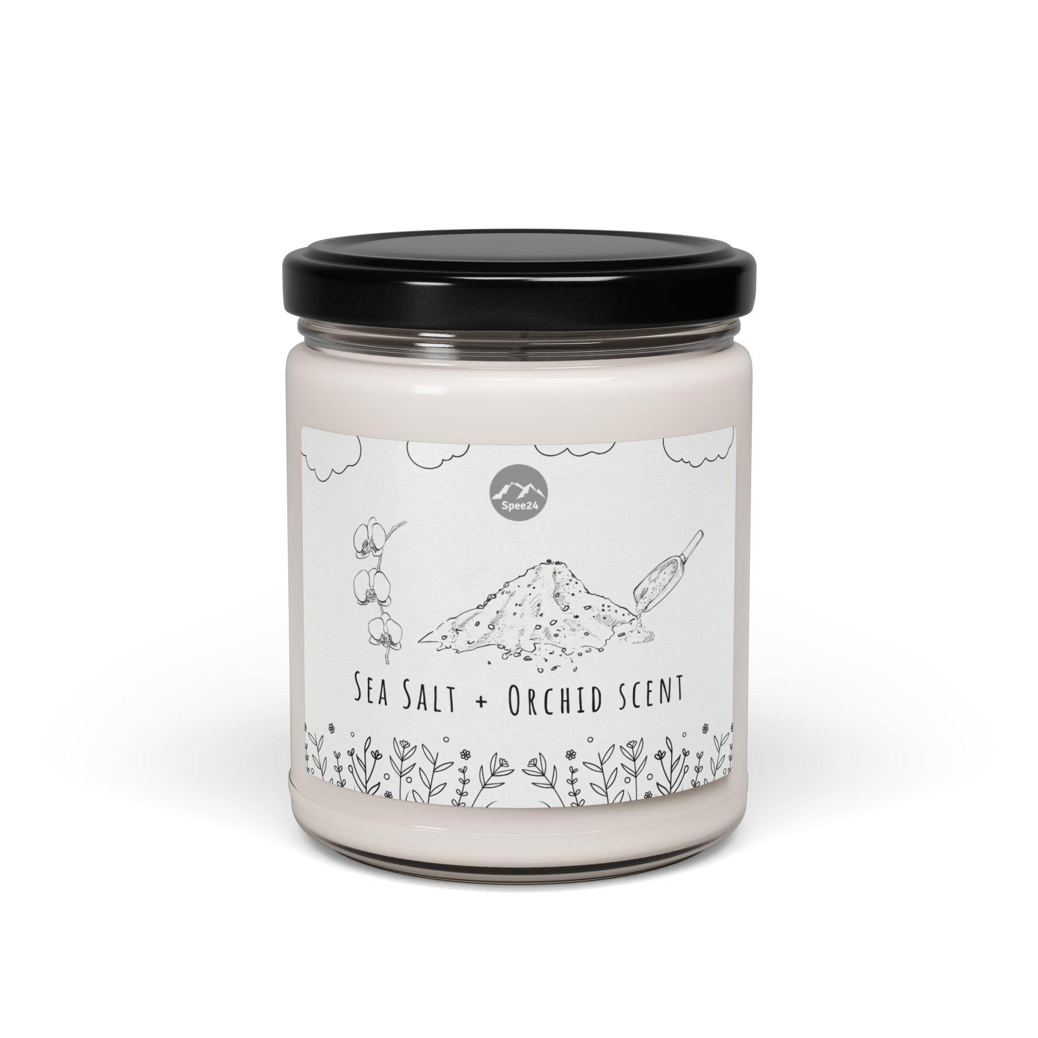Serene Sea Salt + Orchid Scented Soy Candle, Natural Wellness Gift, Relaxation, Home Decor, Aromatherapy, Eco-Friendly -- 9 oz by Spee24, LLC