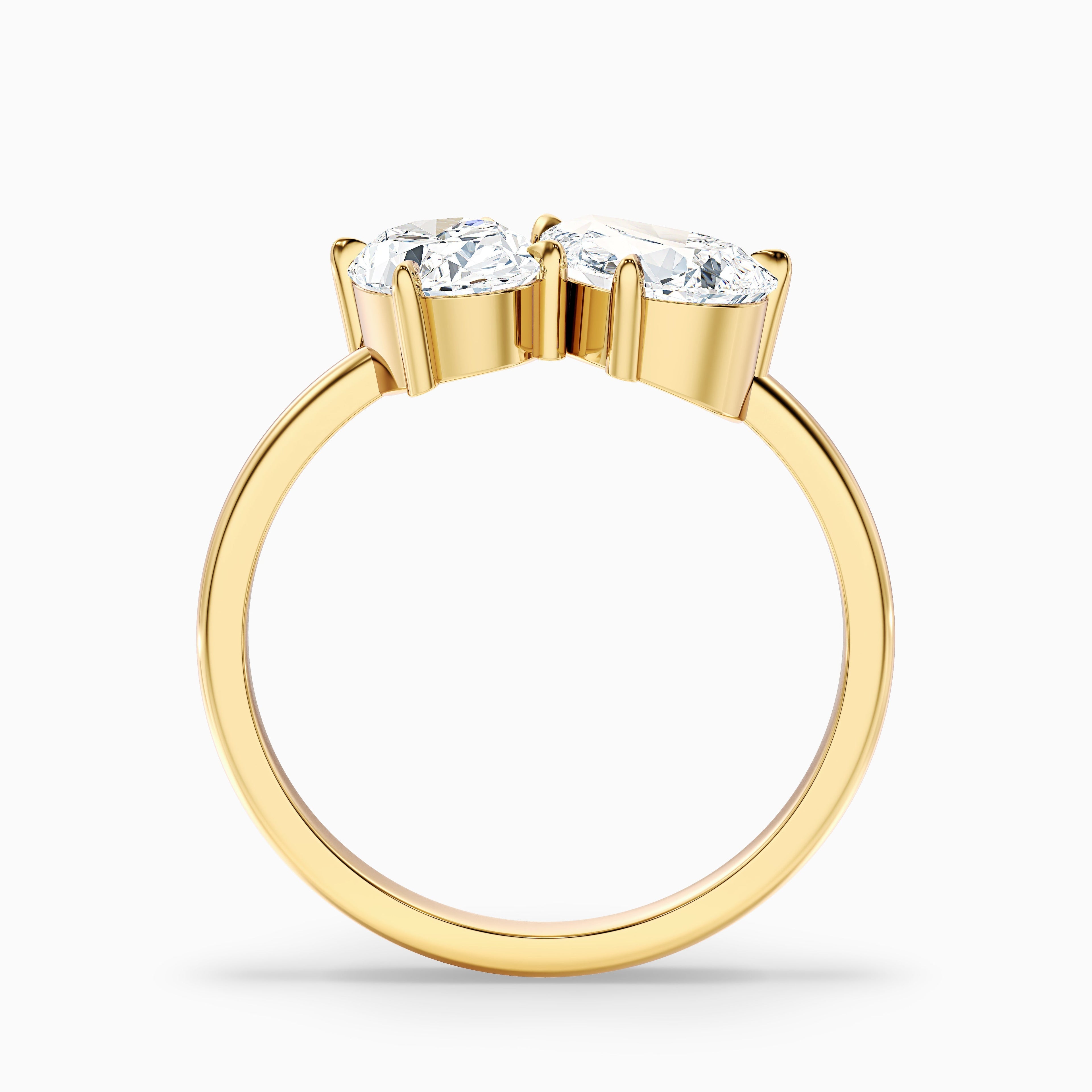 Heidi Toi Et Moi Ring in 10k Yellow Gold With Oval and Pear Two Stone Moissanite Diamond (2.5 Ct. Tw.) DestGlow