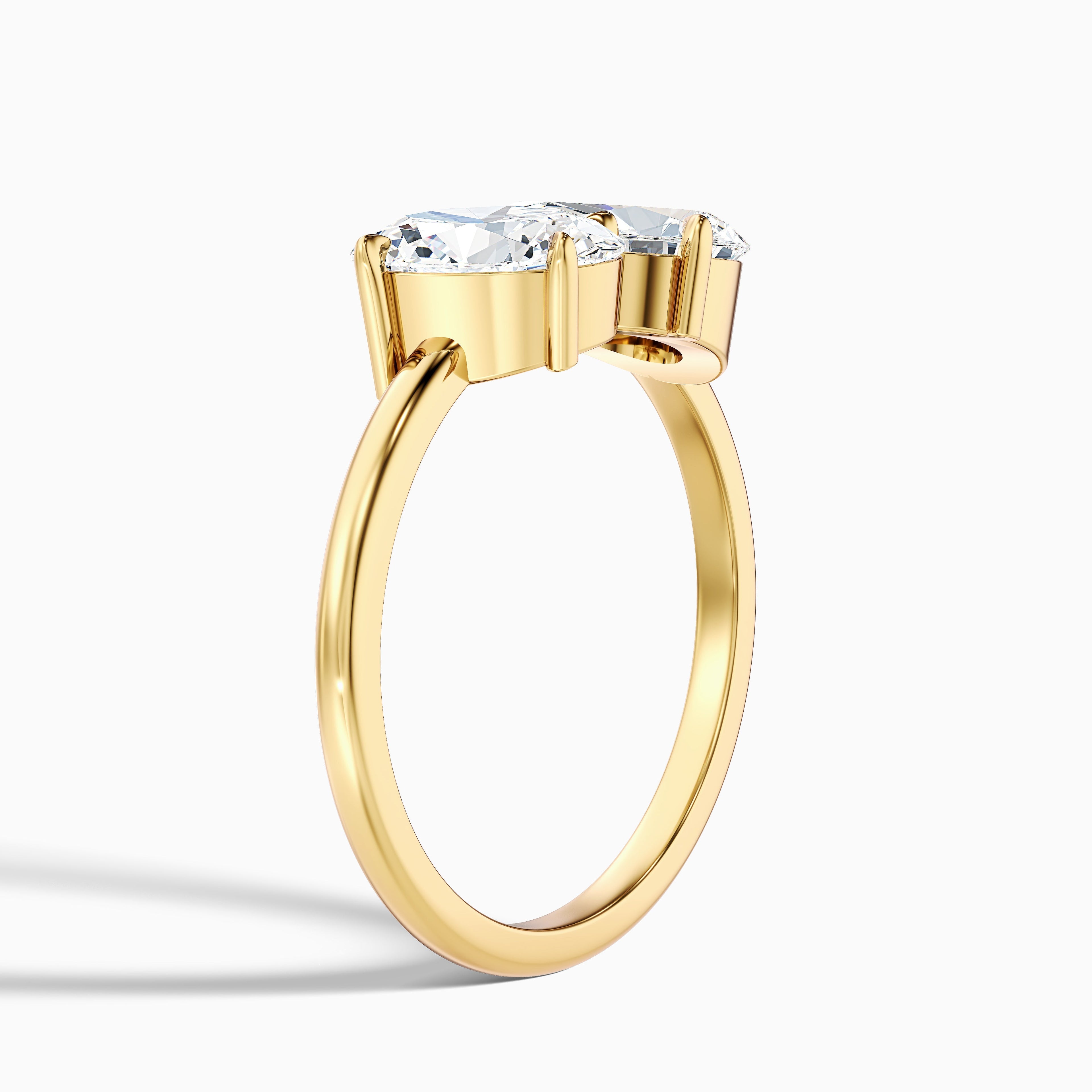 Heidi Toi Et Moi Ring in 10k Yellow Gold With Oval and Pear Two Stone Moissanite Diamond (4 Ct. Tw.)