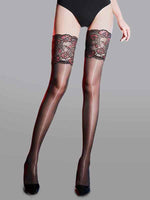 Lace Floral Black Sheer Stockings - accessories