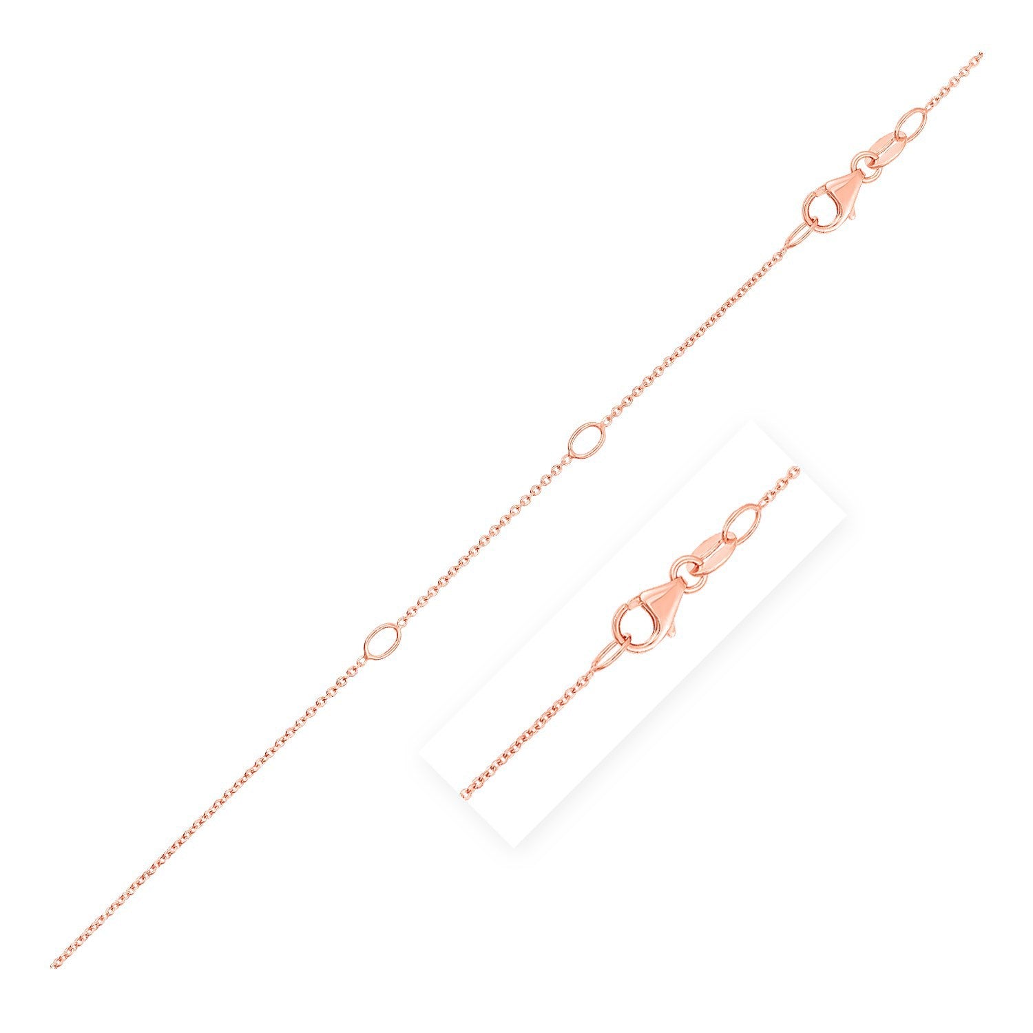 Double Extendable Cable Chain in 14k Rose Gold (1.0mm) by Bids.com