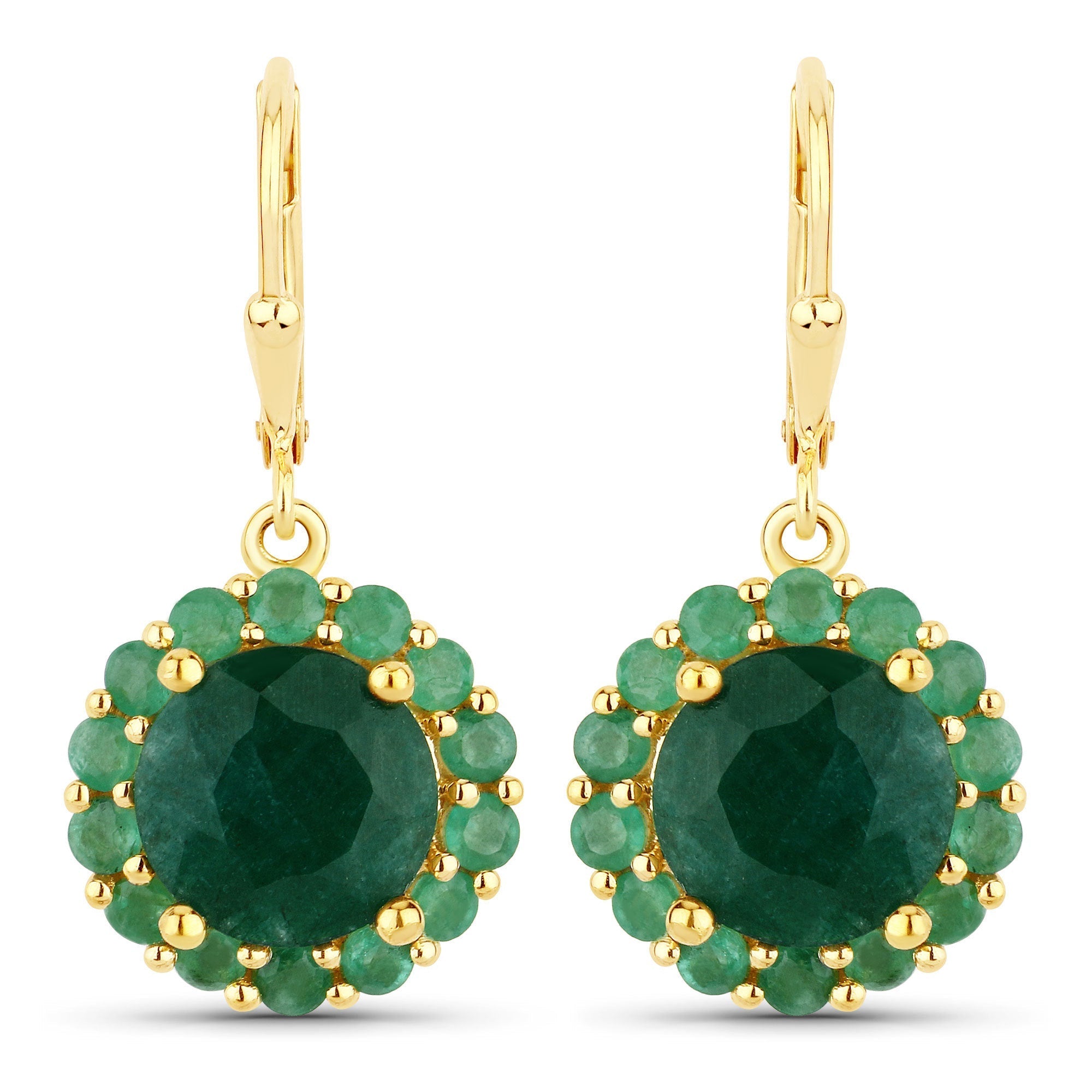 8.54 Carat Dyed Emerald and Emerald .925 Sterling Silver Earrings DestGlow