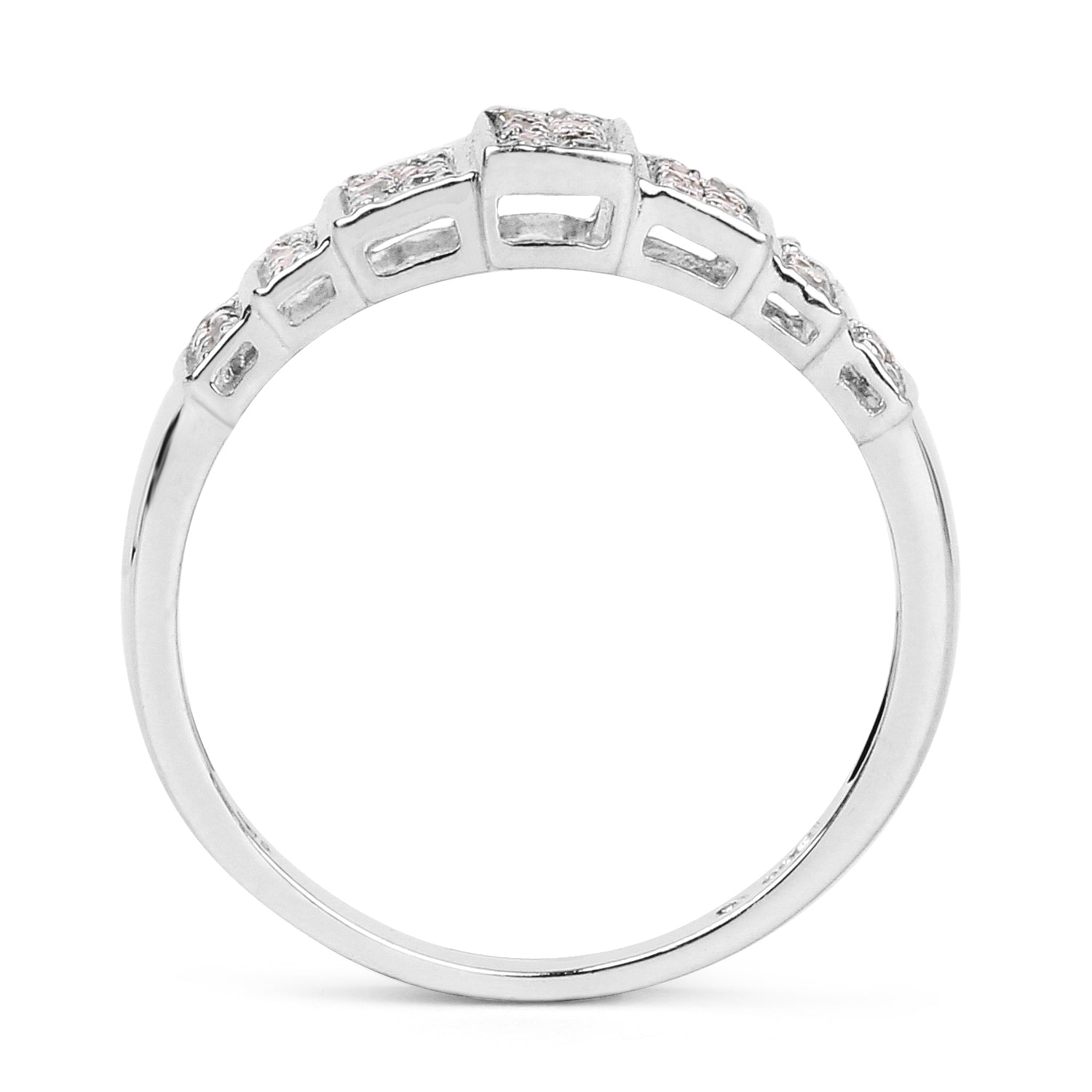 14K White Gold Plated 0.26 Carat Genuine White Diamond .925 Sterling Silver Ring by Bids.com