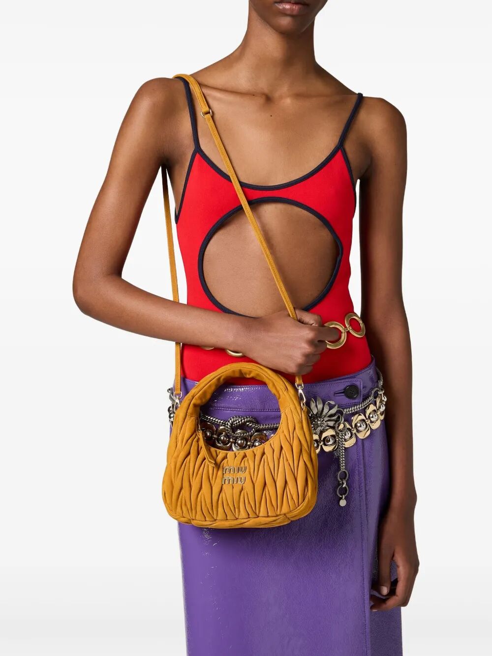 Miu Miu Women Small Wander Matelassé Suede Bag by Luosophy