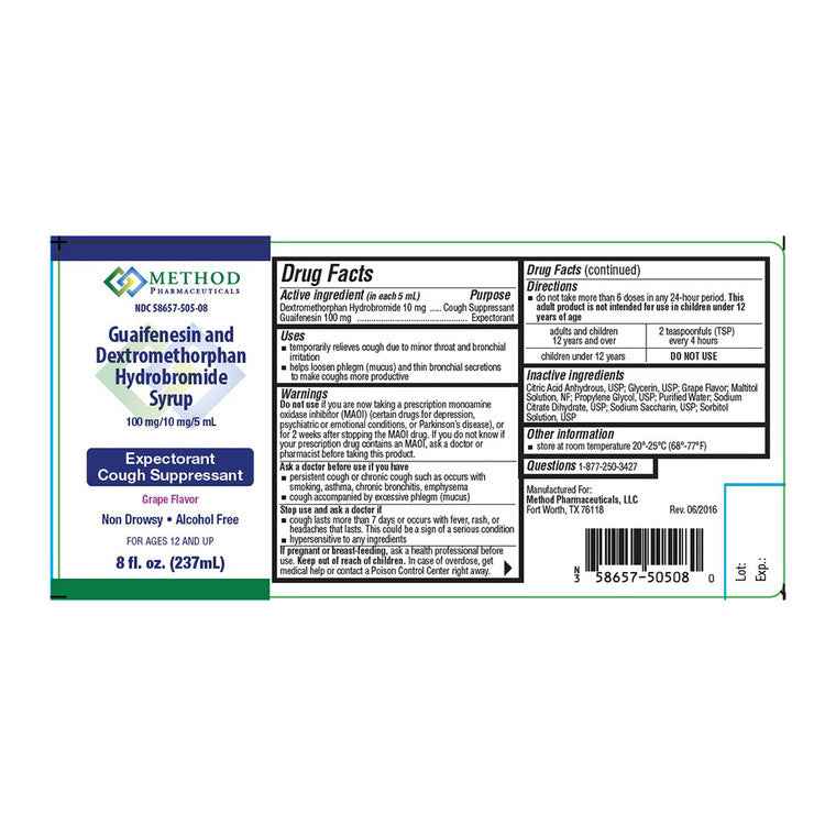 Method Pharmaceuticals Guaifenesin And Dextromethorphan Hydrobromide Cough Syrup, 8 Oz