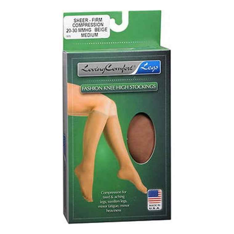 Loving Comfort® Fashion Knee Highs – Sheer Firm Support (Beige, Medium)