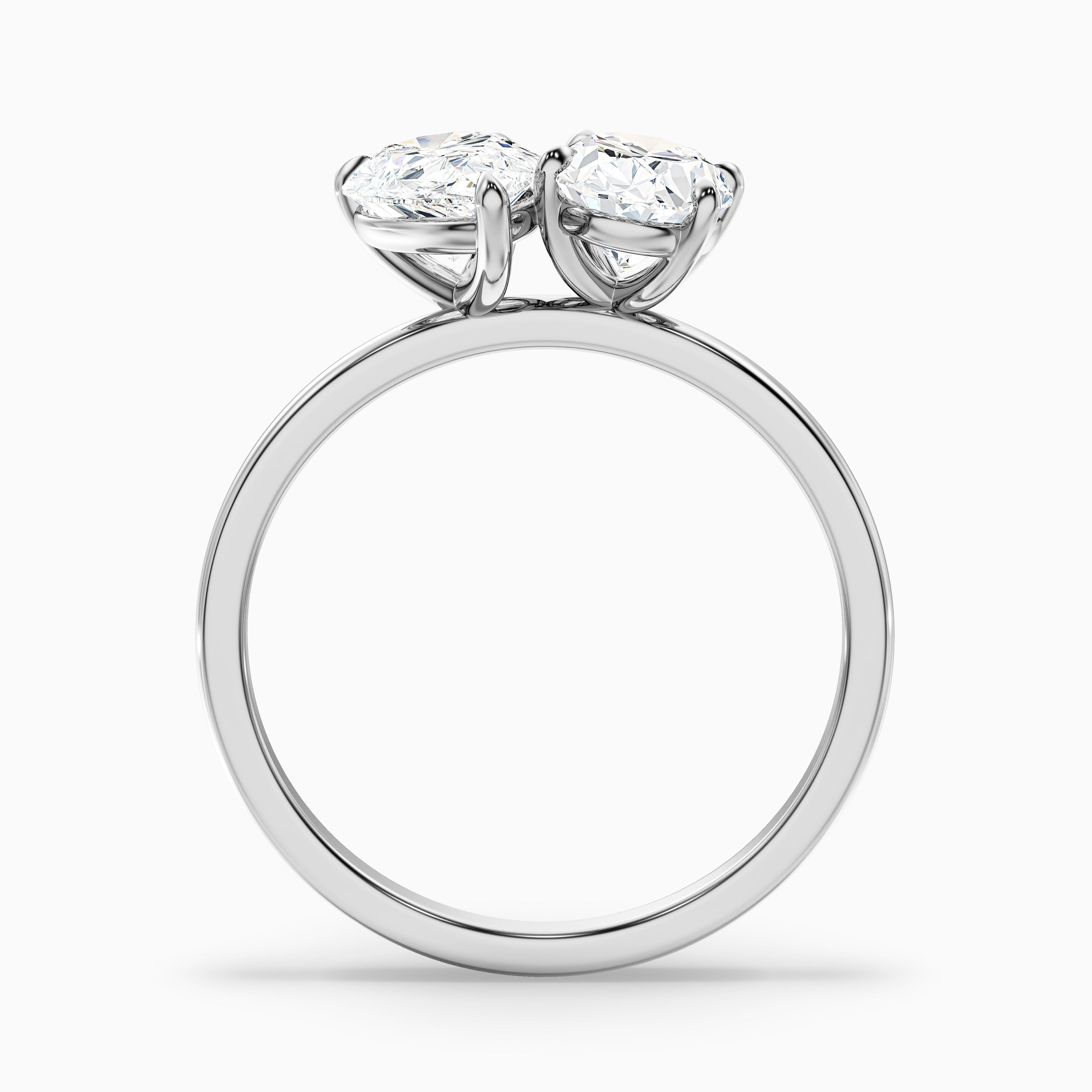 Nancy Toi Et Moi Ring in 925 Sterling Silver With Pear and Oval Two Stone Moissanite Diamond (1.5 Ct. Tw.)