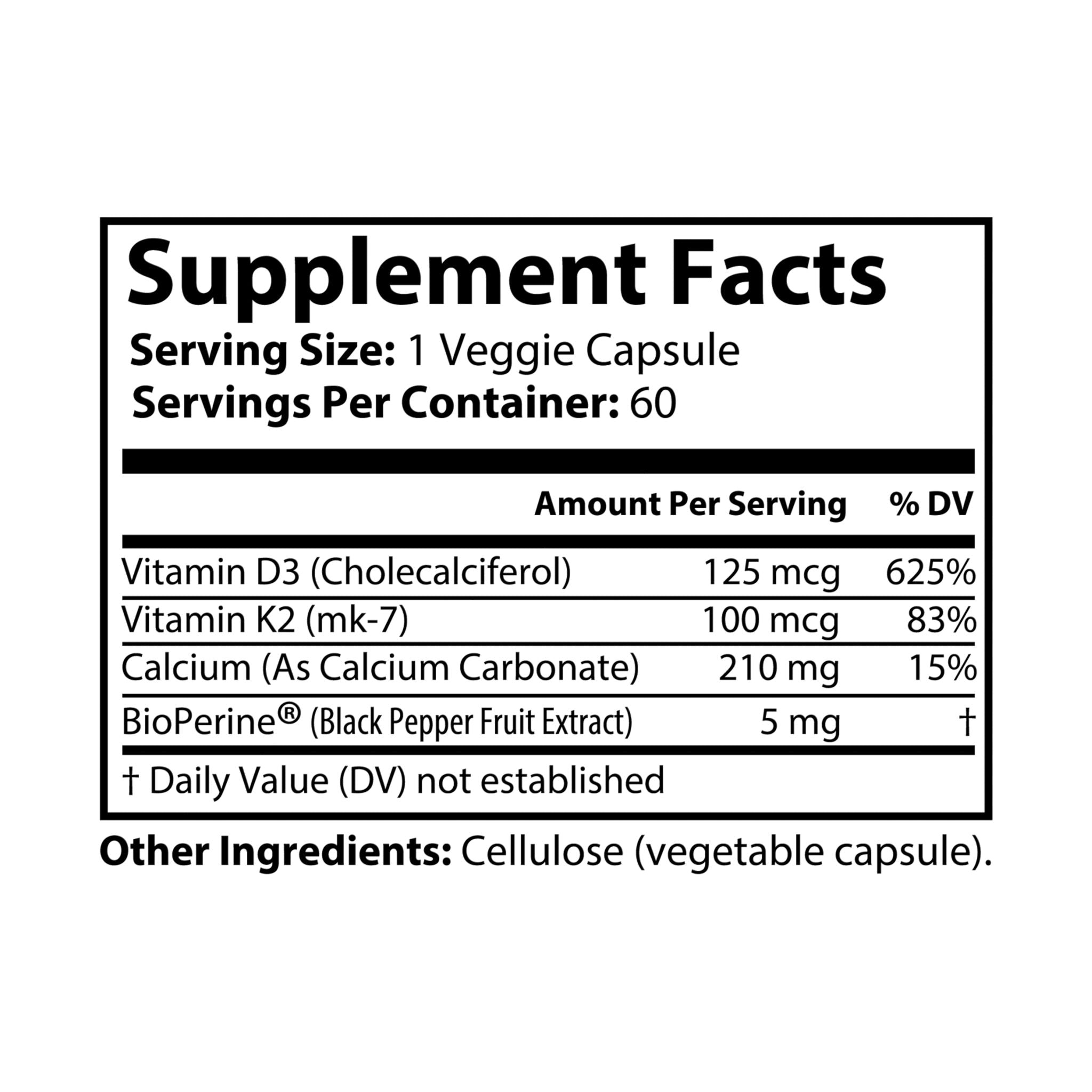 Nutrak Vitamin K2 + D3 Supplement (60 Capsules) by Spee24, LLC