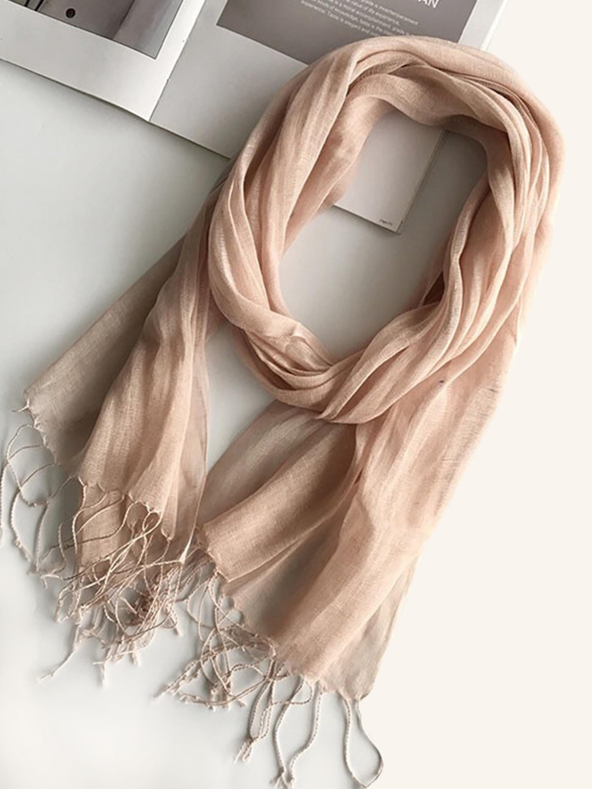 100% Linen Lightweight Solid Color Scarf BIANCA