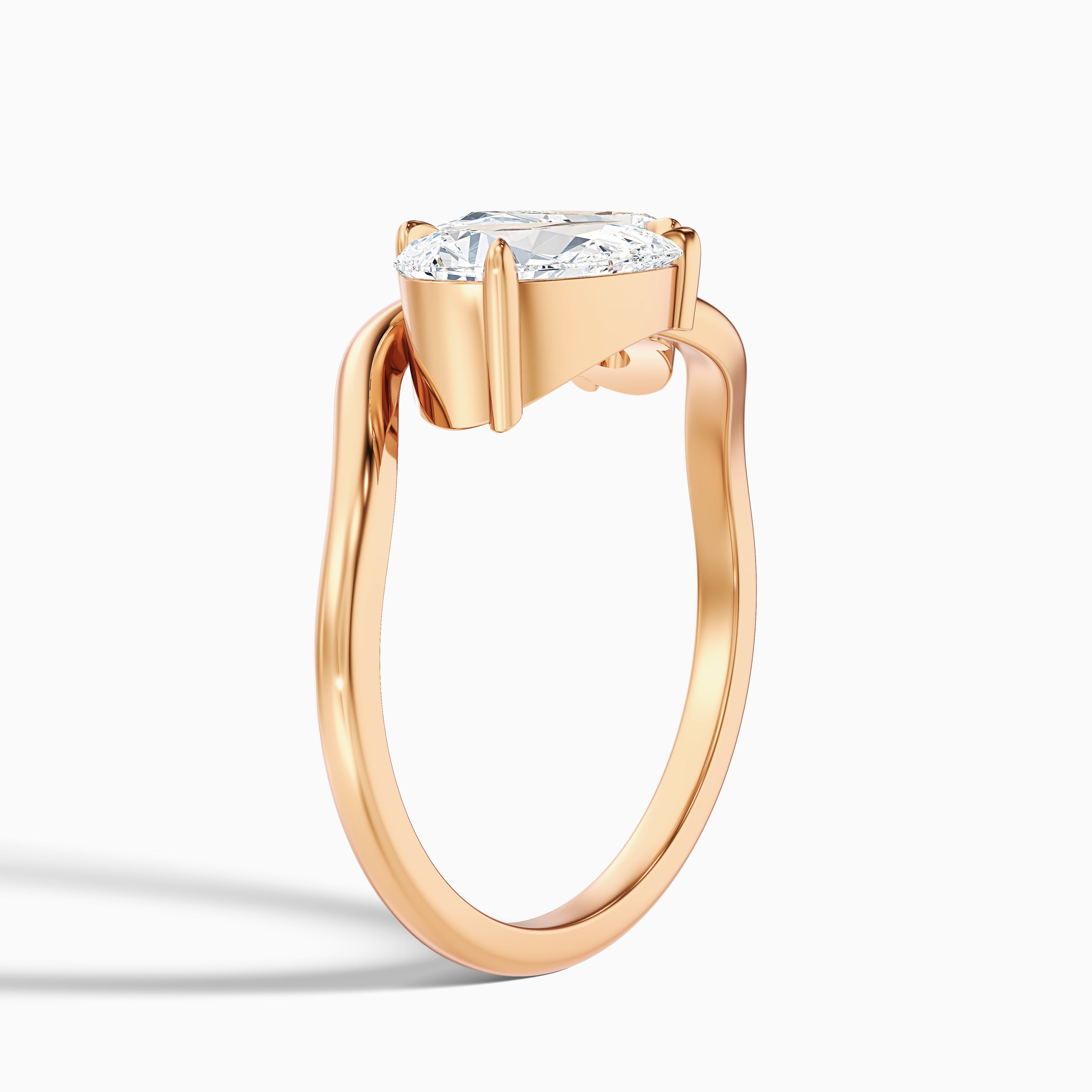 Paula Toi Et Moi Ring in 18k Rose Gold With Both Pear Two Stone Moissanite Diamond (1.5 Ct. Tw.)