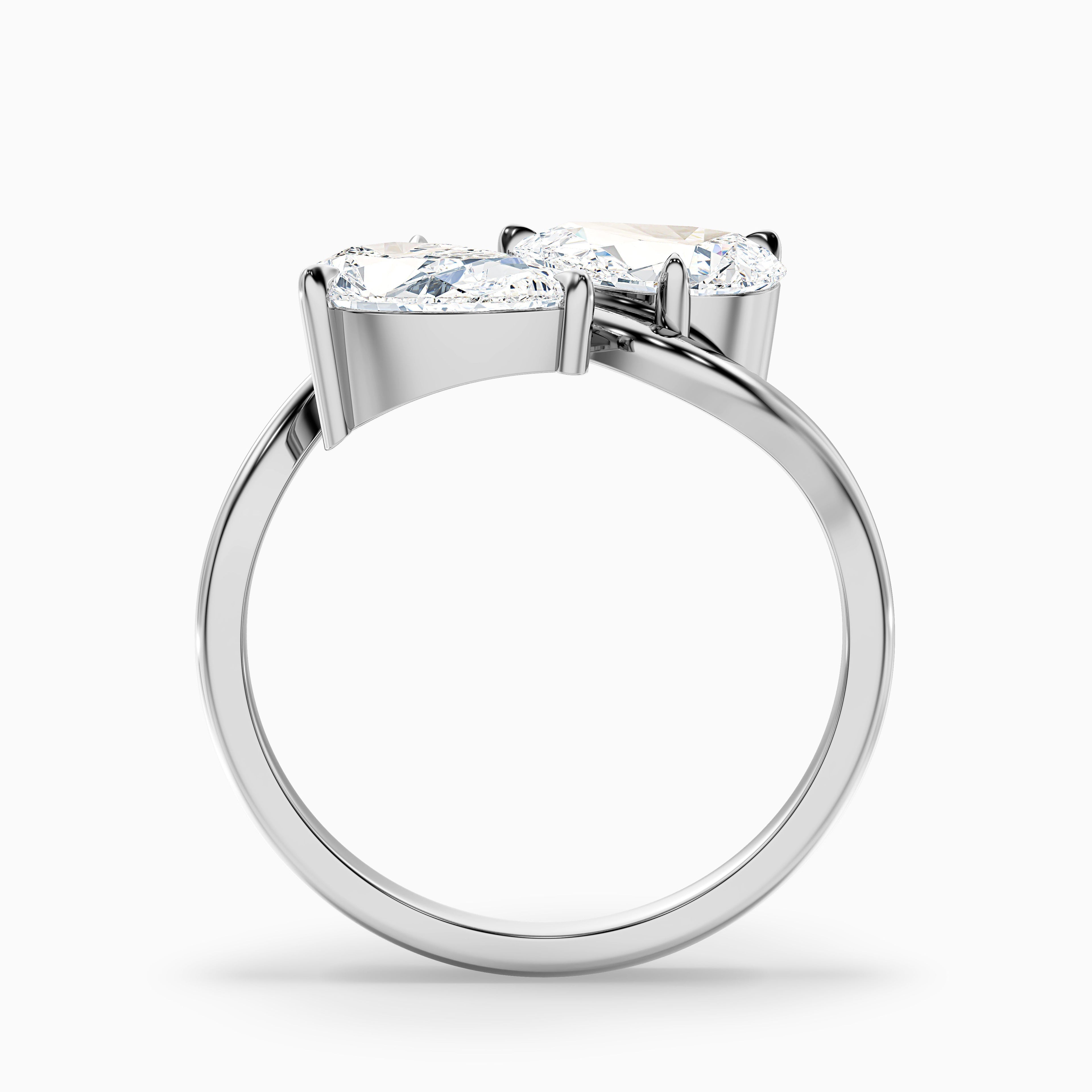 Paula Toi Et Moi Ring in 14k Rose Gold With Both Pear Two Stone Lab Grown Diamond (4 Ct. Tw.)