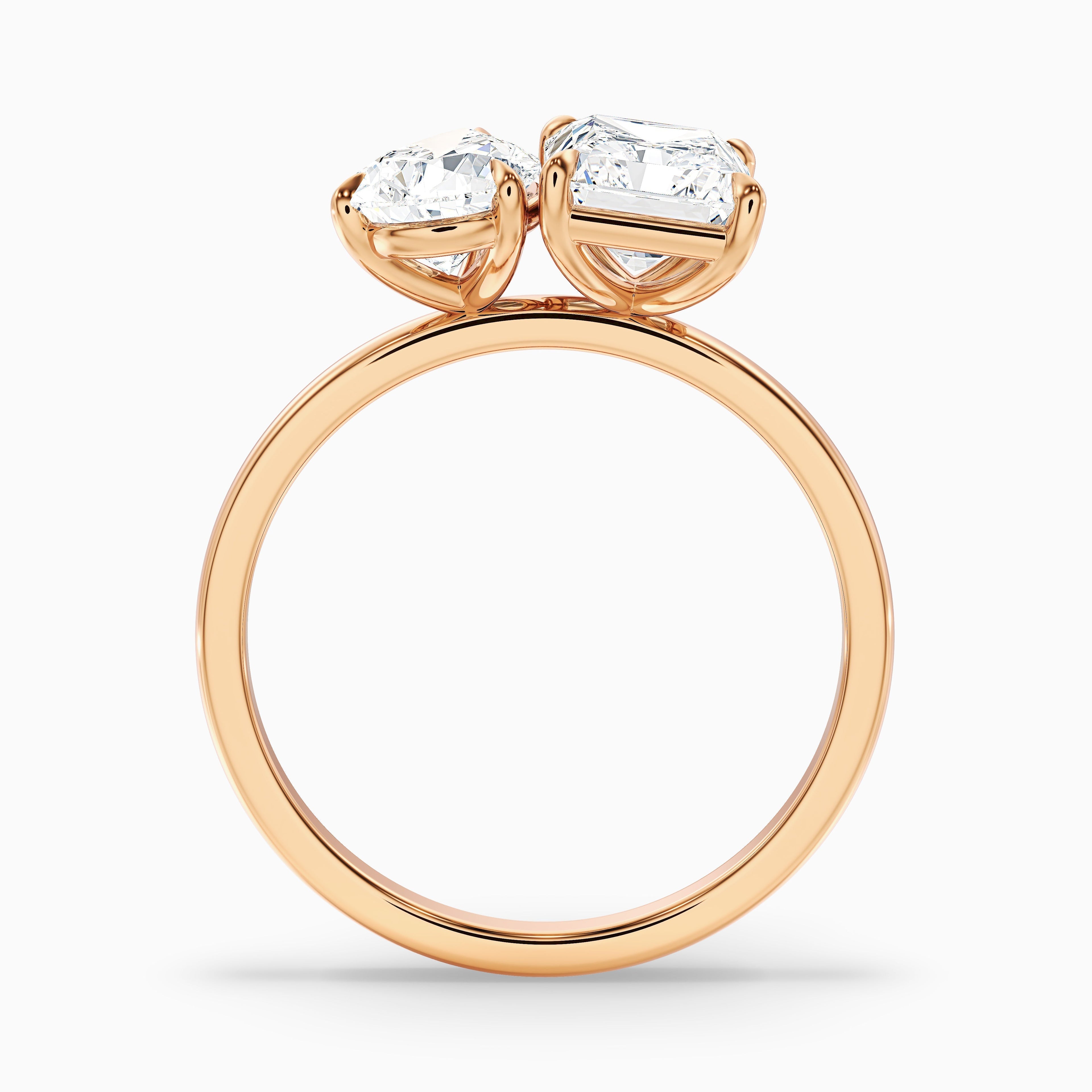 Wendy Toi Et Moi Ring in 925 Sterling Silver With Pear and Radiant Two Stone Lab Grown Diamond (3 Ct. Tw.)