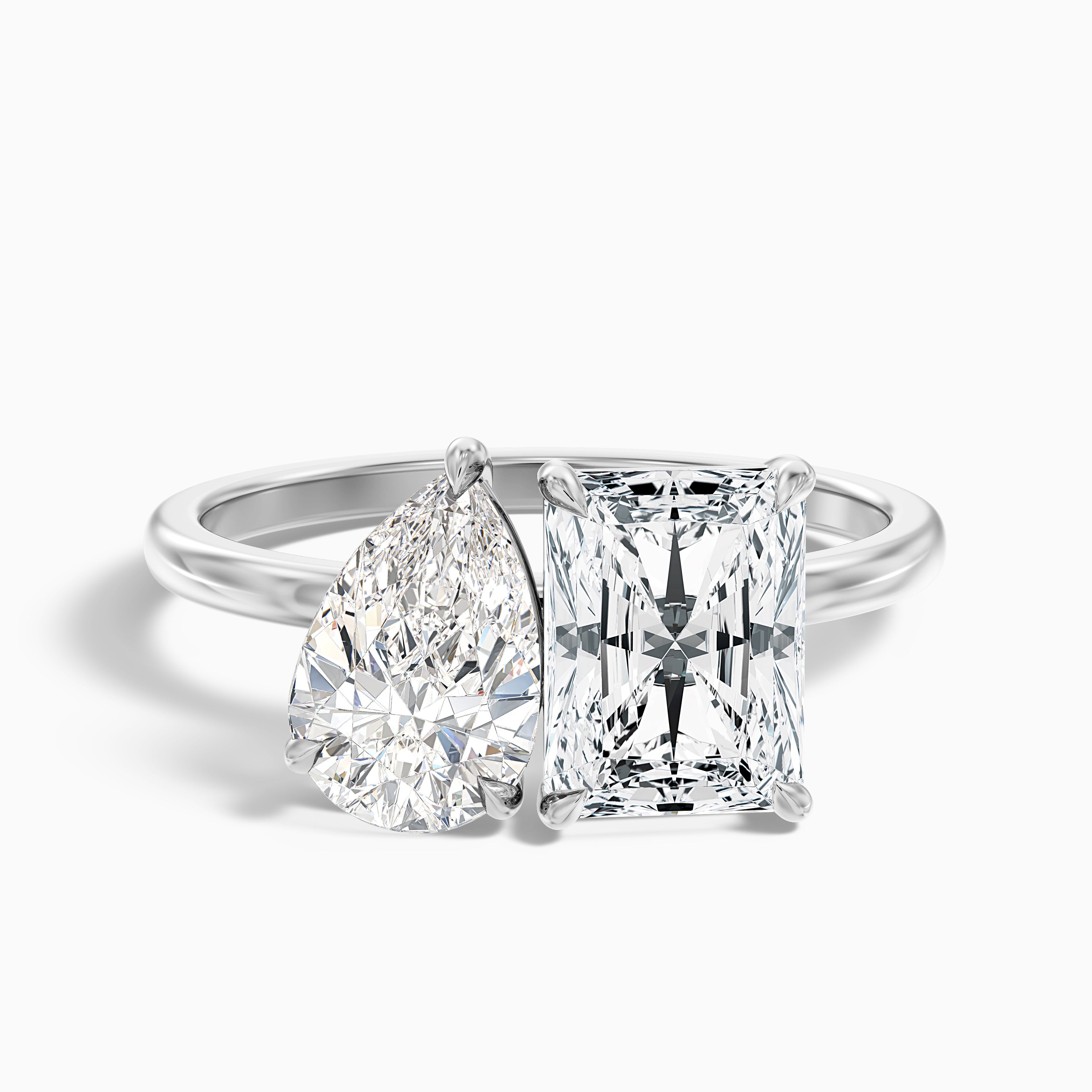 Wendy Toi Et Moi Ring in 10k White Gold With Pear and Radiant Two Stone Lab Grown Diamond (1.5 Ct. Tw.)