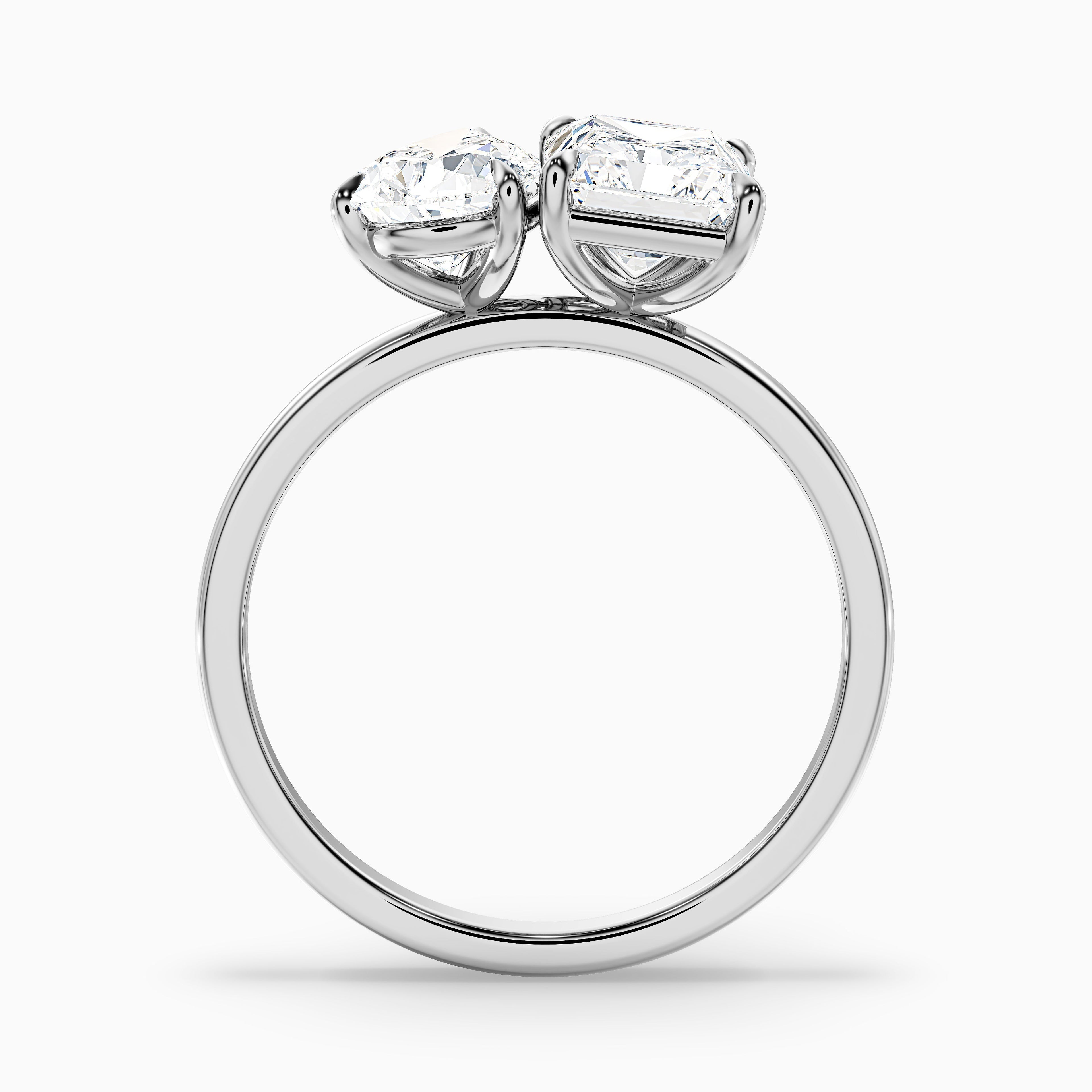 Wendy Toi Et Moi Ring in 10k Yellow Gold With Pear and Radiant Two Stone Moissanite Diamond (3 Ct. Tw.)