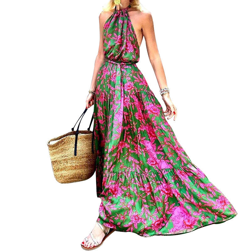 Summer Women Halter Sexy Backless Print Dress by Ragazza
