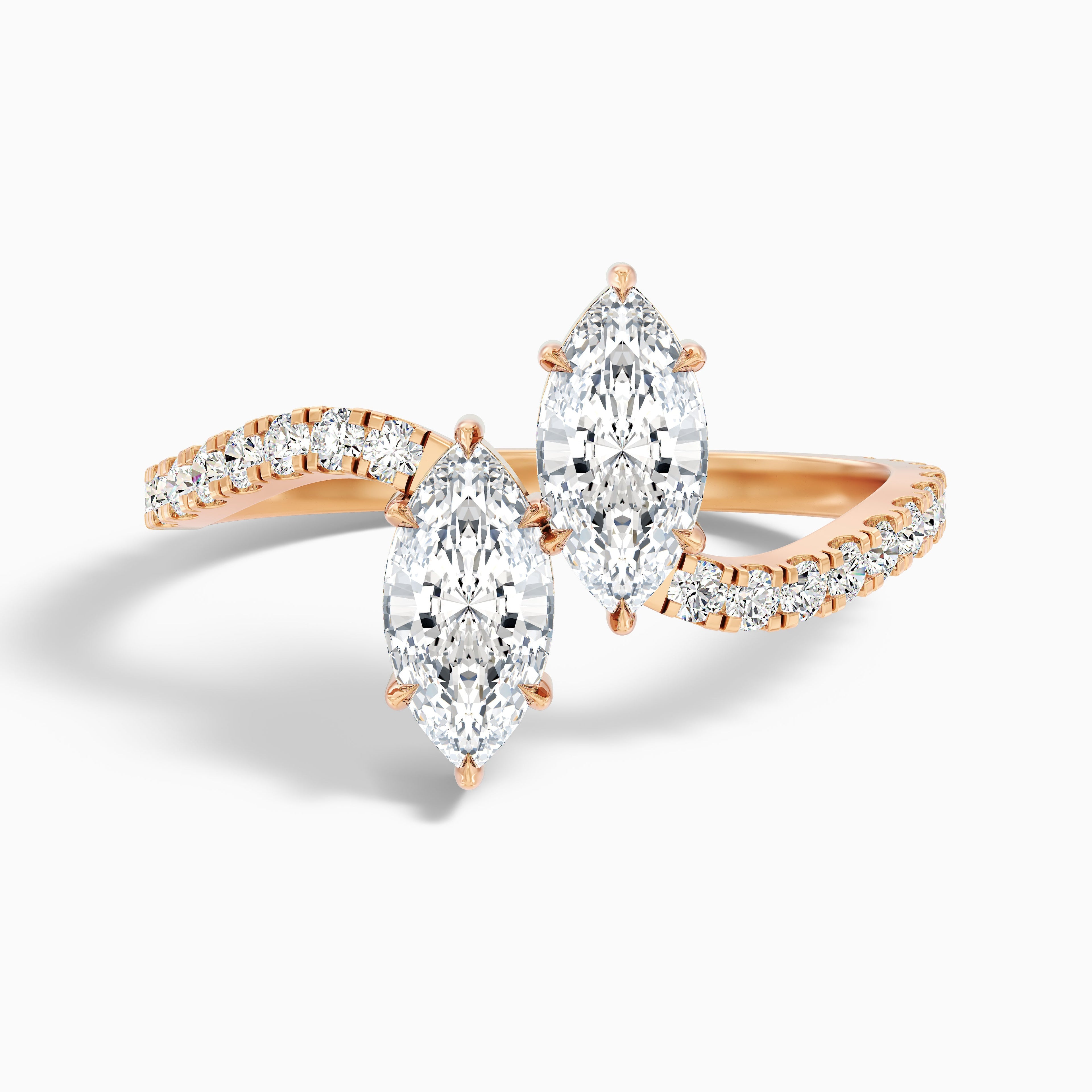 Caren Toi Et Moi Ring in 10k White Gold With Both Marquise Two Stone Lab Grown Diamond (3 Ct. Tw.)
