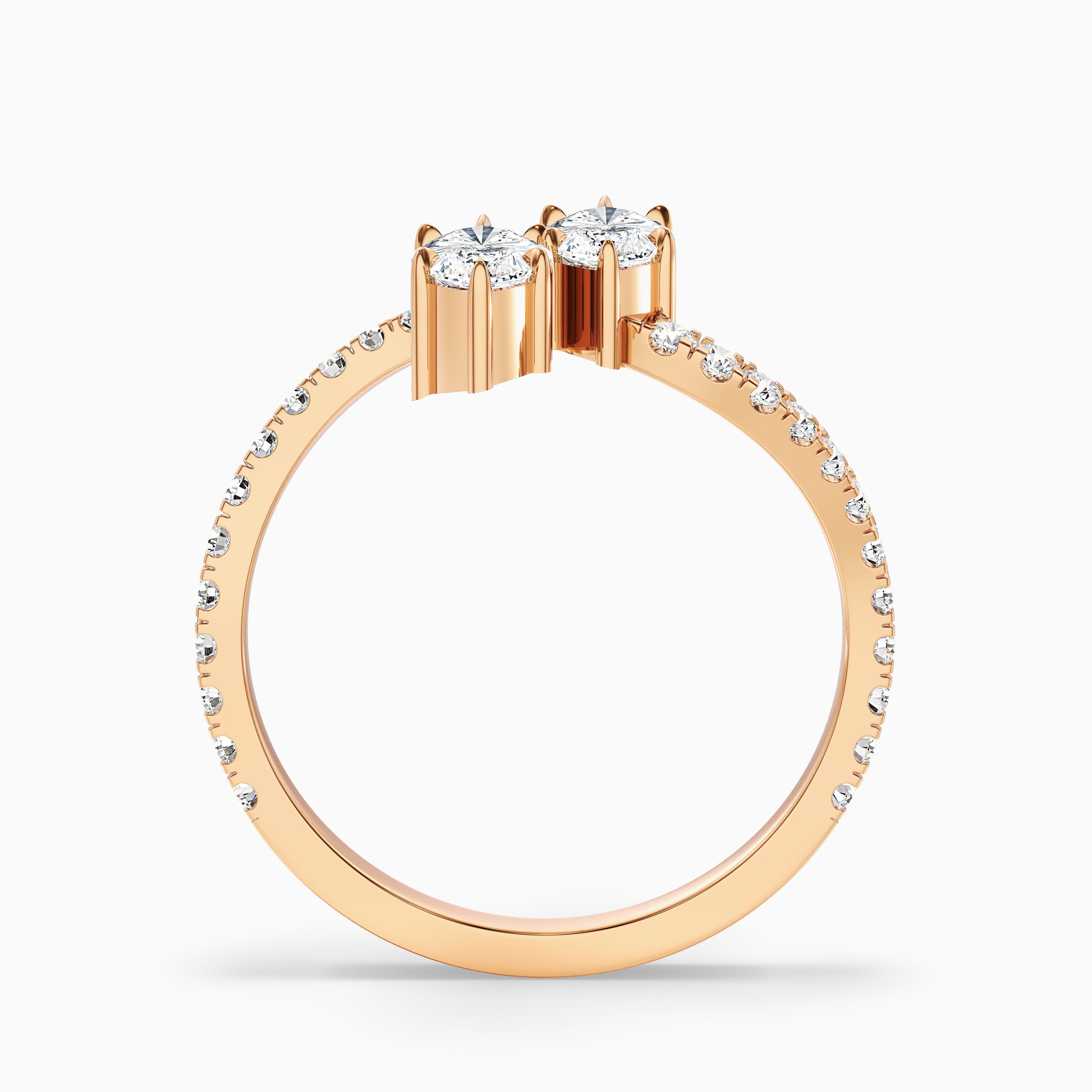 Caren Toi Et Moi Ring in 14k Rose Gold With Both Marquise Two Stone Lab Grown Diamond (2 Ct. Tw.)