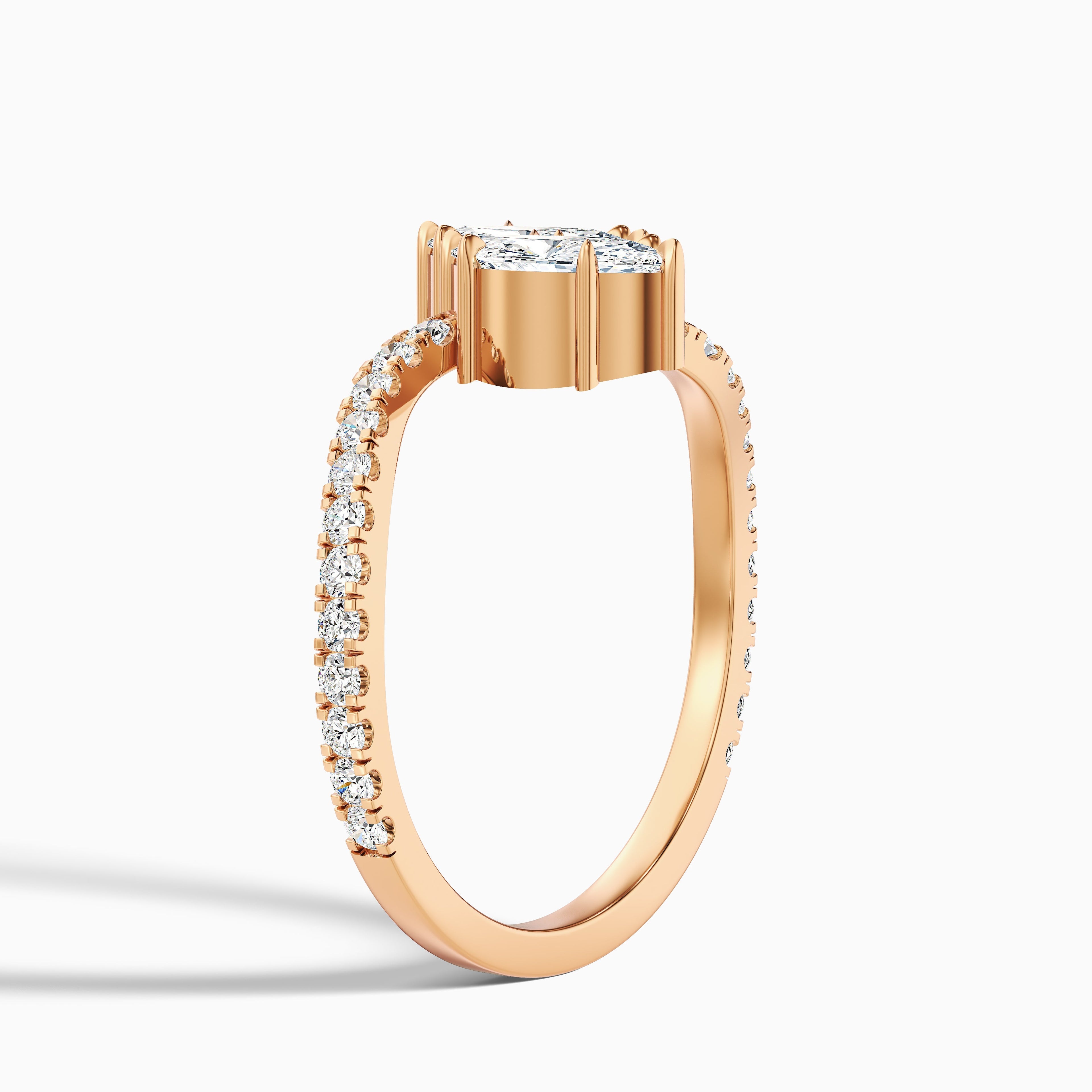 Caren Toi Et Moi Ring in 18k Rose Gold With Both Marquise Two Stone Moissanite Diamond (5 Ct. Tw.)