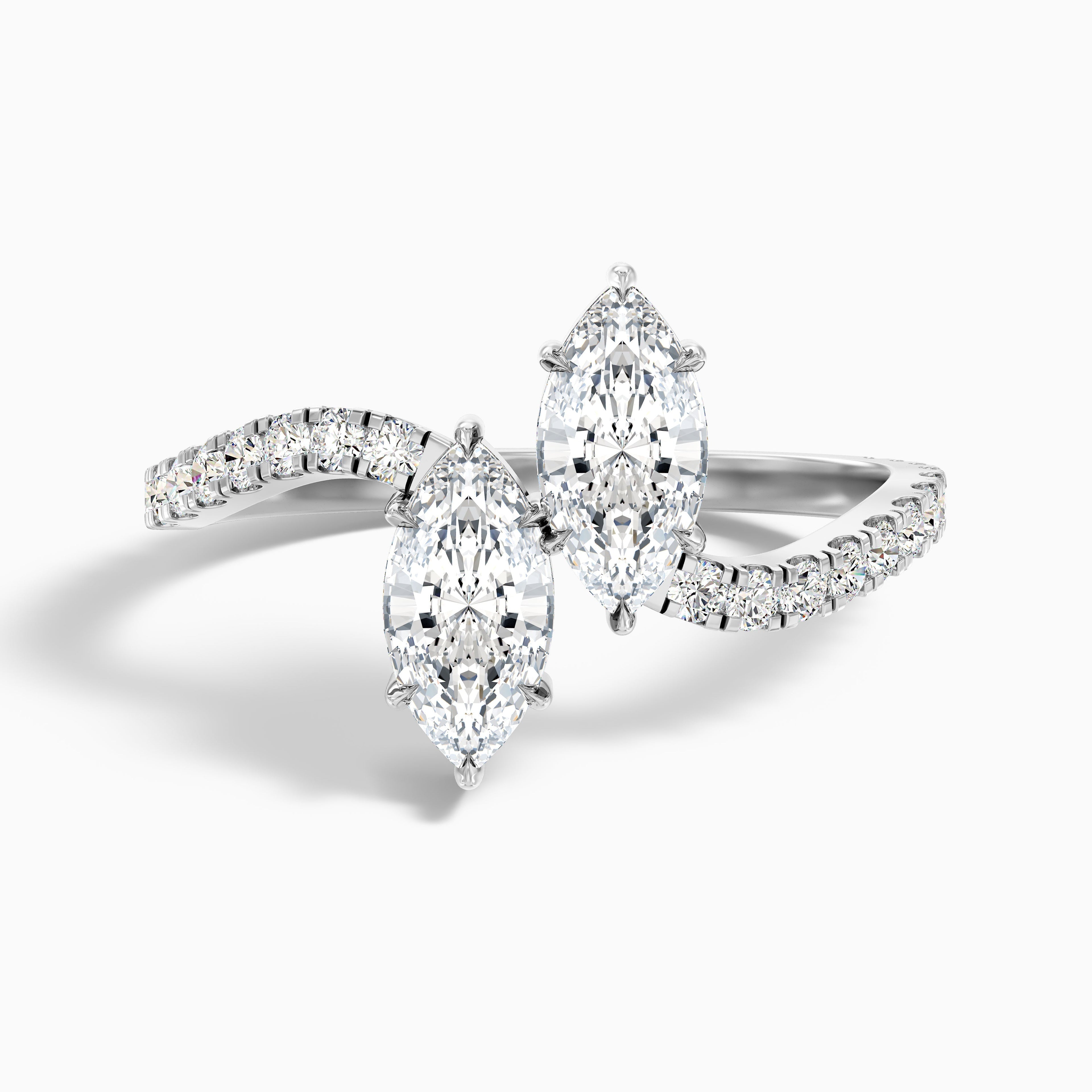 Caren Toi Et Moi Ring in 925 Sterling Silver With Both Marquise Two Stone Lab Grown Diamond (4 Ct. Tw.)