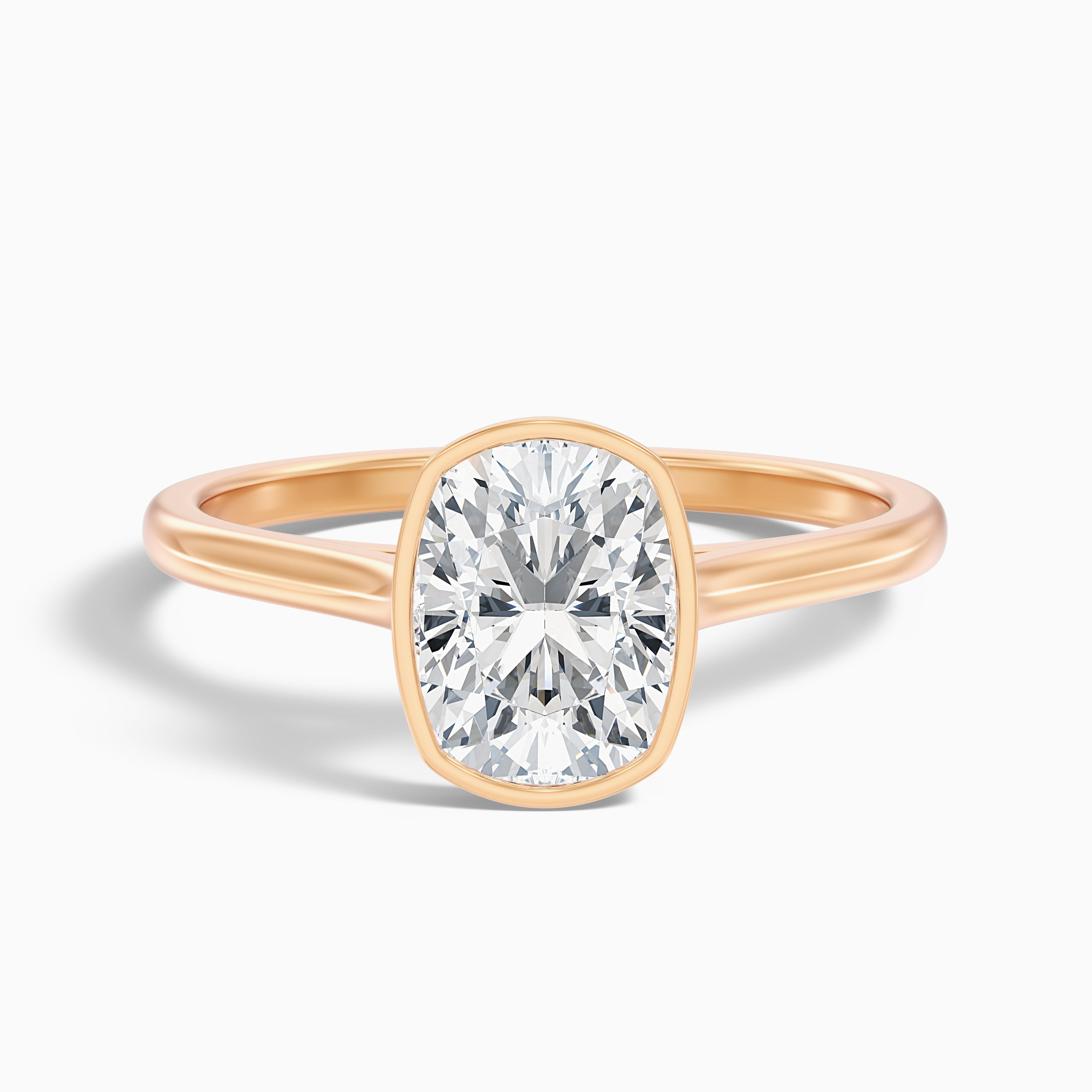 Angie 5 Carat Elongated Cushion Cut Bezel Set Lab Grown Diamond Ring in Platinum