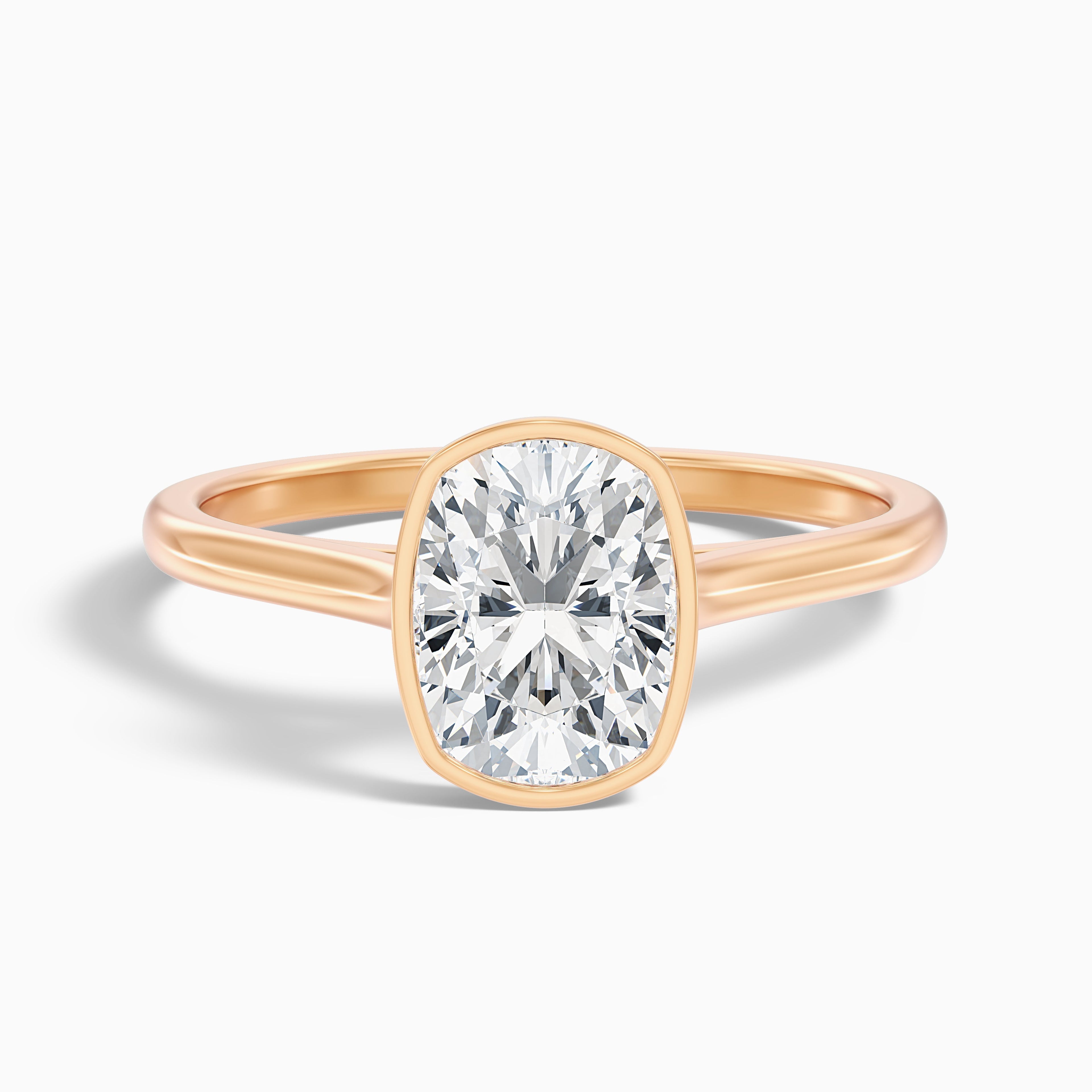 Angie 2 Carat Elongated Cushion Cut Bezel Set Lab Grown Diamond Ring in 925 Sterling Silver