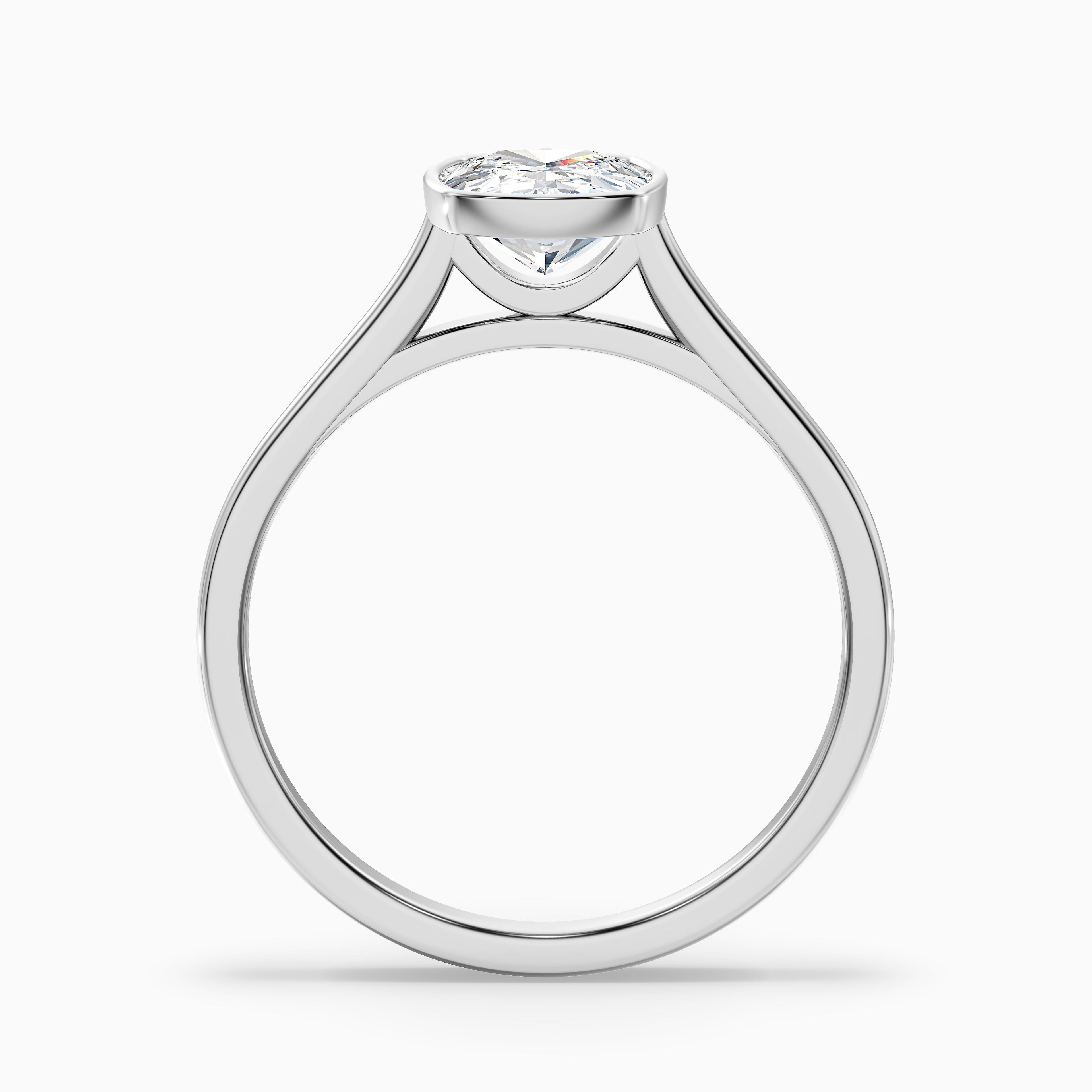 Angie 3 Carat Elongated Cushion Cut Bezel Set Lab Grown Diamond Ring in 14k White Gold