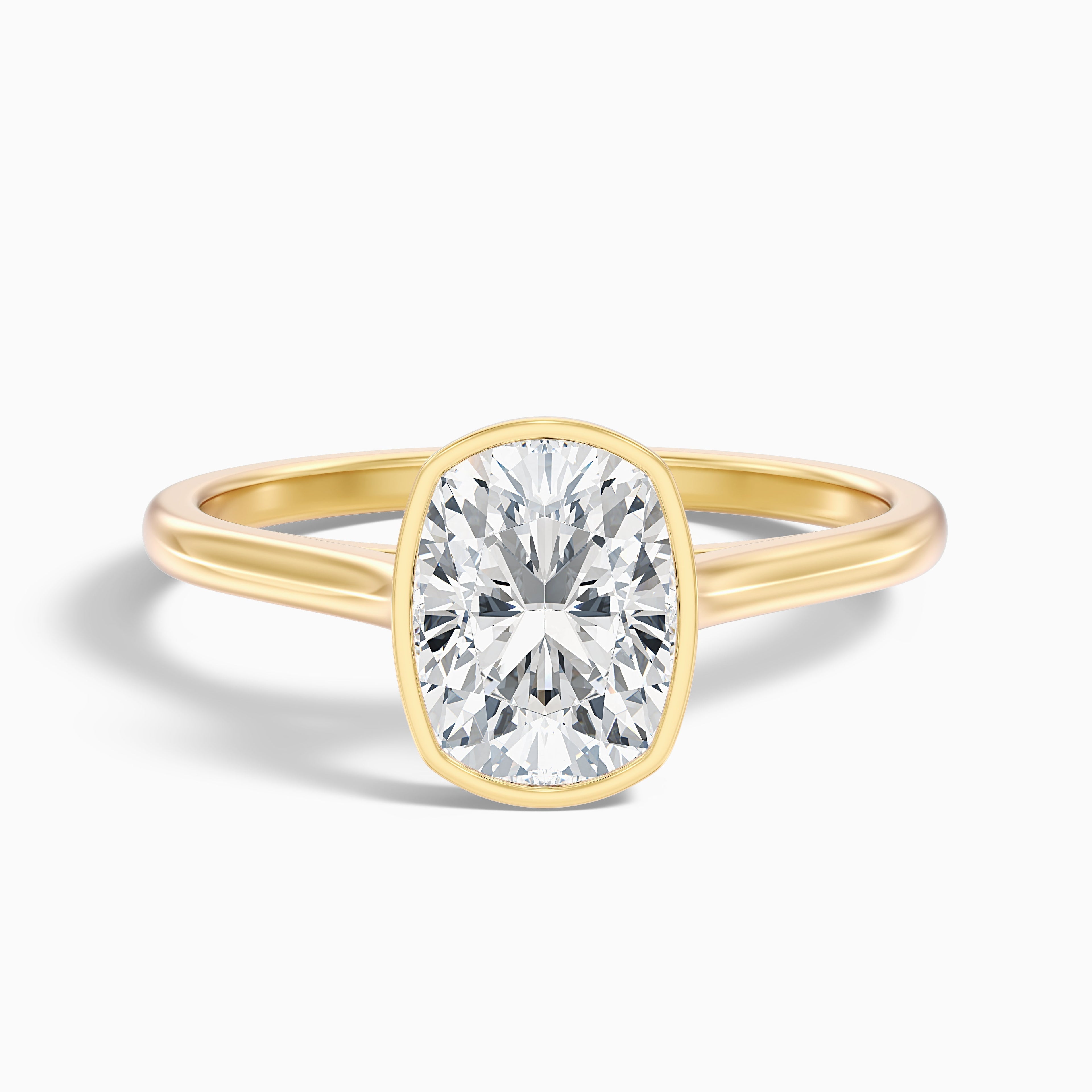 Angie 3.5 Carat Elongated Cushion Cut Bezel Set Lab Grown Diamond Ring in 925 Sterling Silver