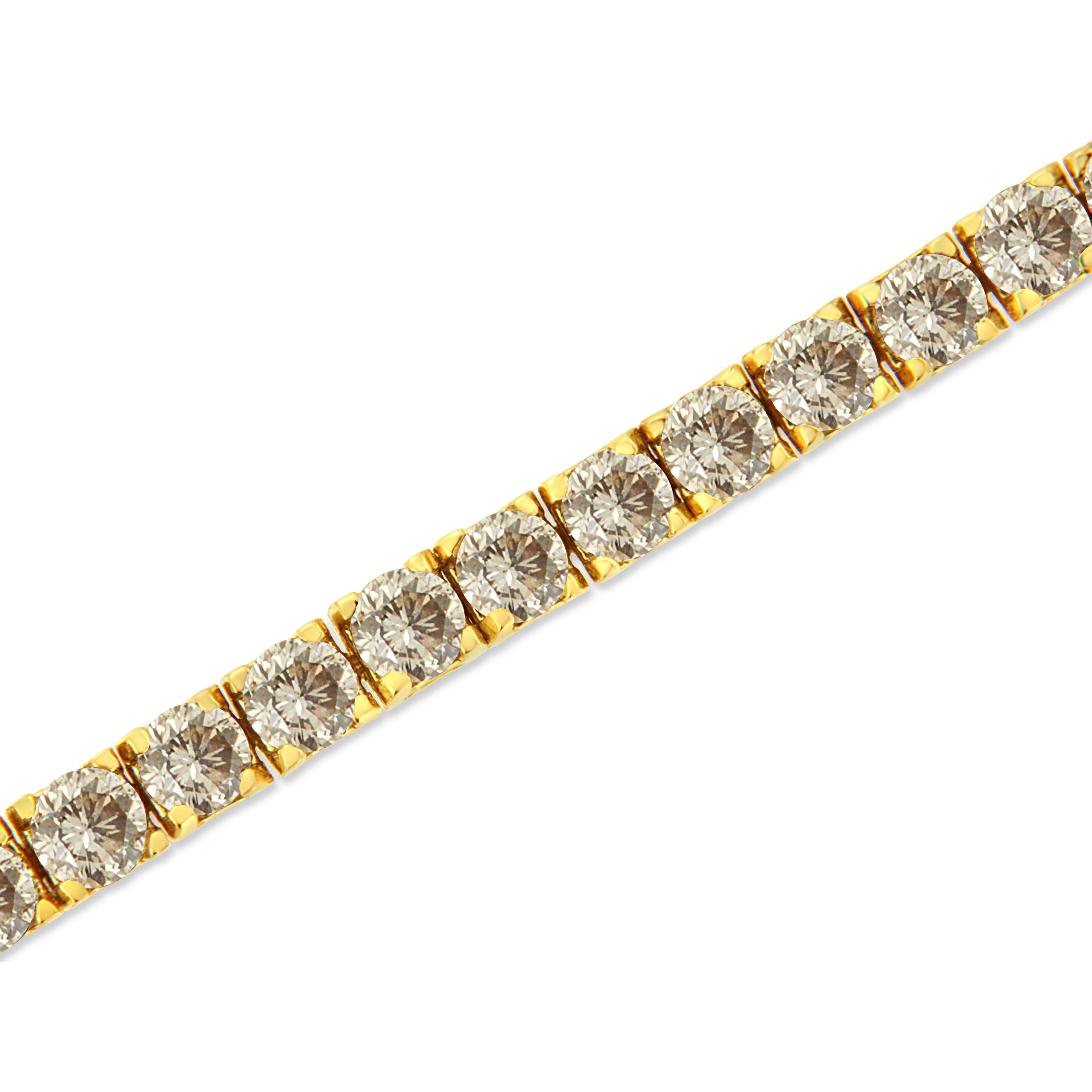 14K Yellow Gold Plated .925 Sterling Silver 8.0 Cttw Diamond Classic Link Tennis Bracelet (K-L Color, I2-I3 Clarity) - 7-1/4" by Bids.com