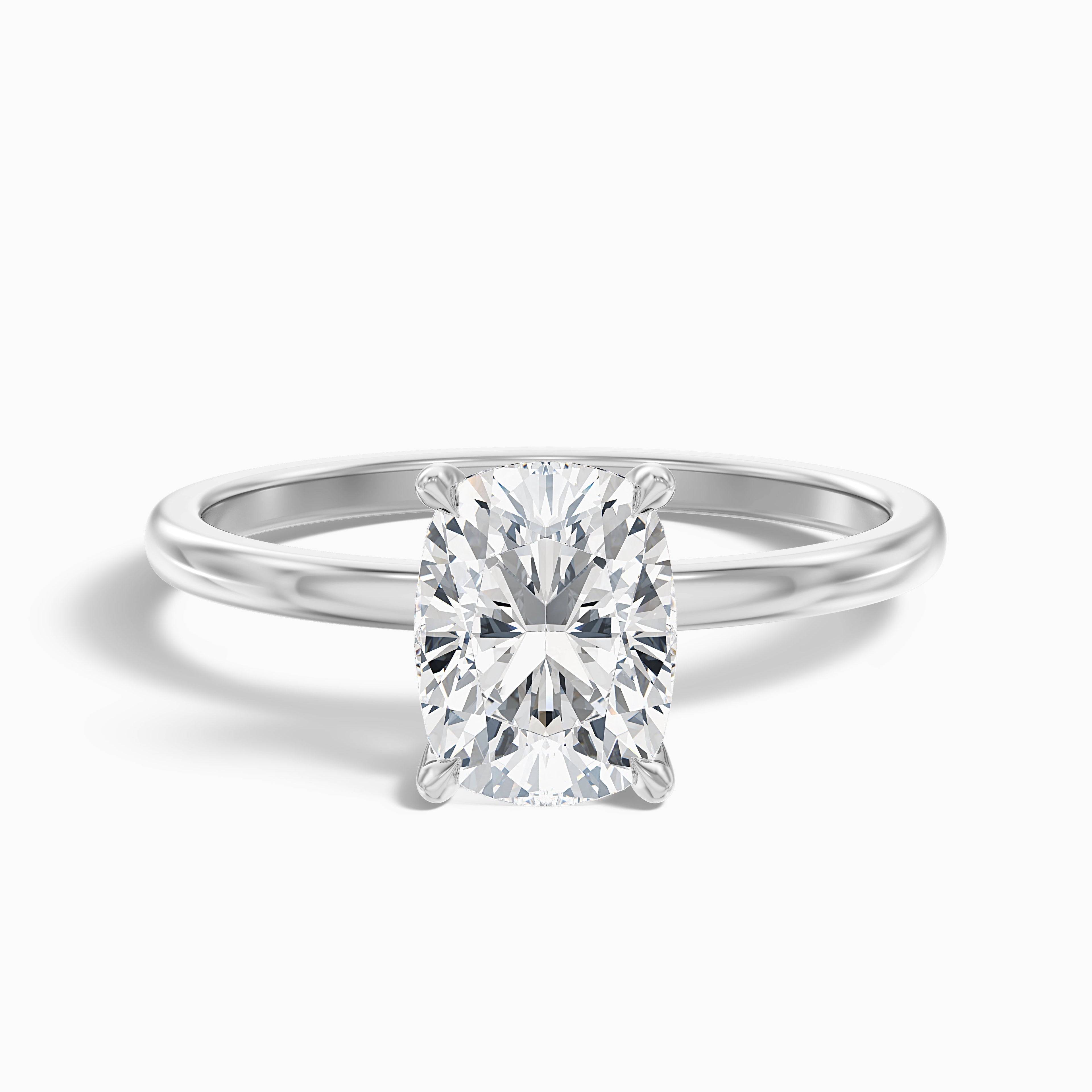 Lynda 5 Carat Elongated Cushion Cut Hidden Halo Lab Grown Diamond Ring in 10k Yellow Gold