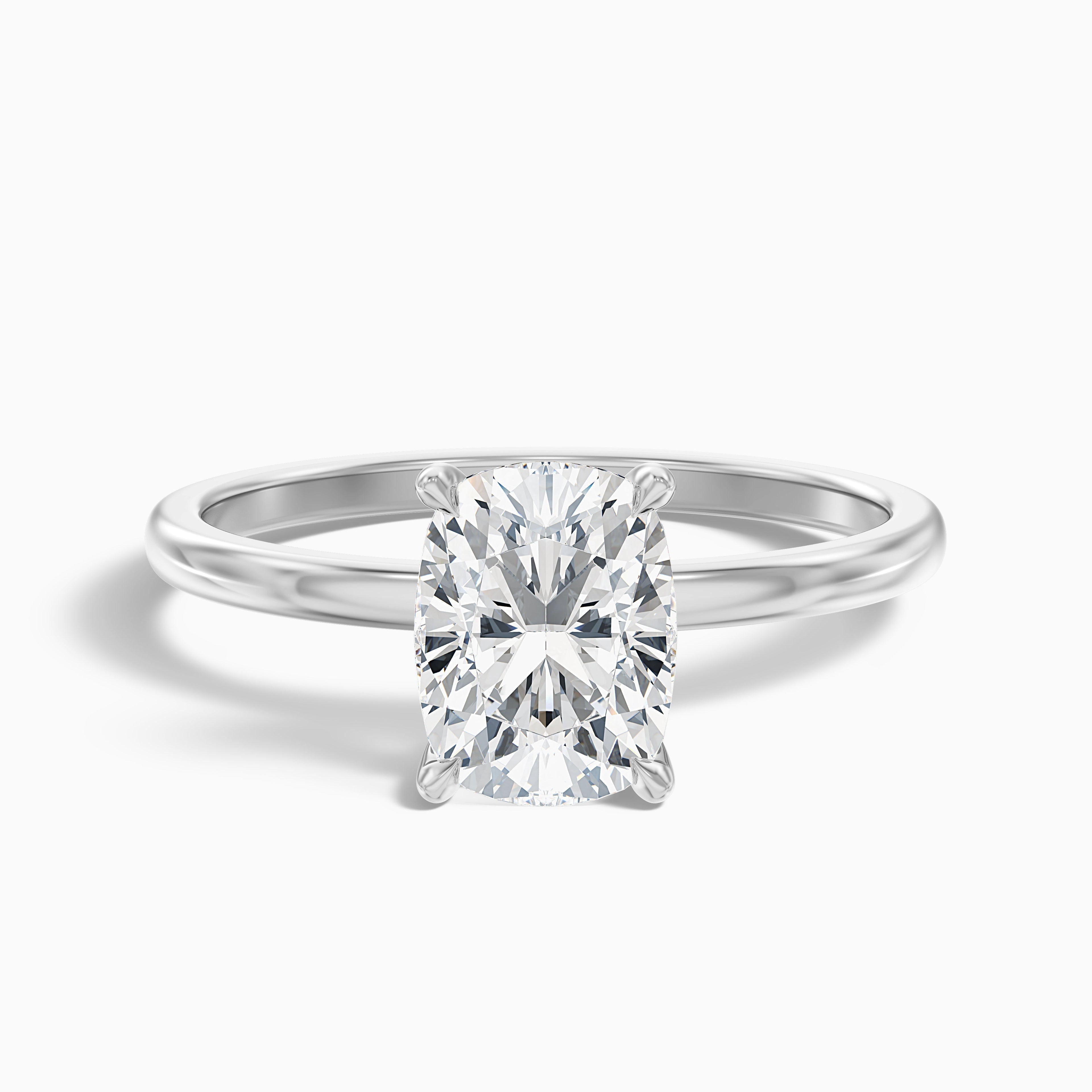 Lynda 4 Carat Elongated Cushion Cut Hidden Halo Lab Grown Diamond Ring in 925 Sterling Silver