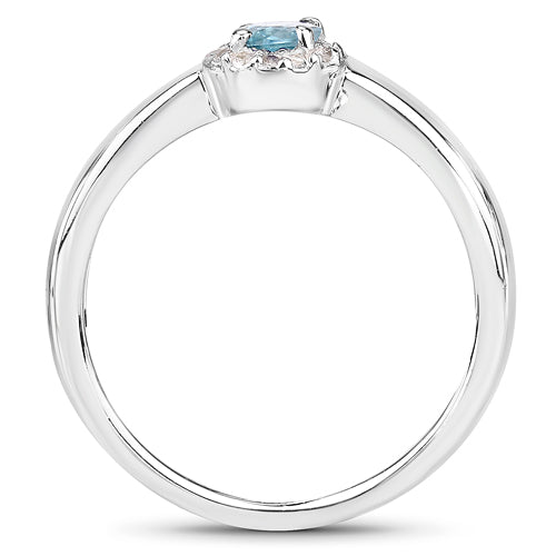 0.68 Carat Genuine Blue Zircon and White Zircon .925 Sterling Silver Ring by Bids.com