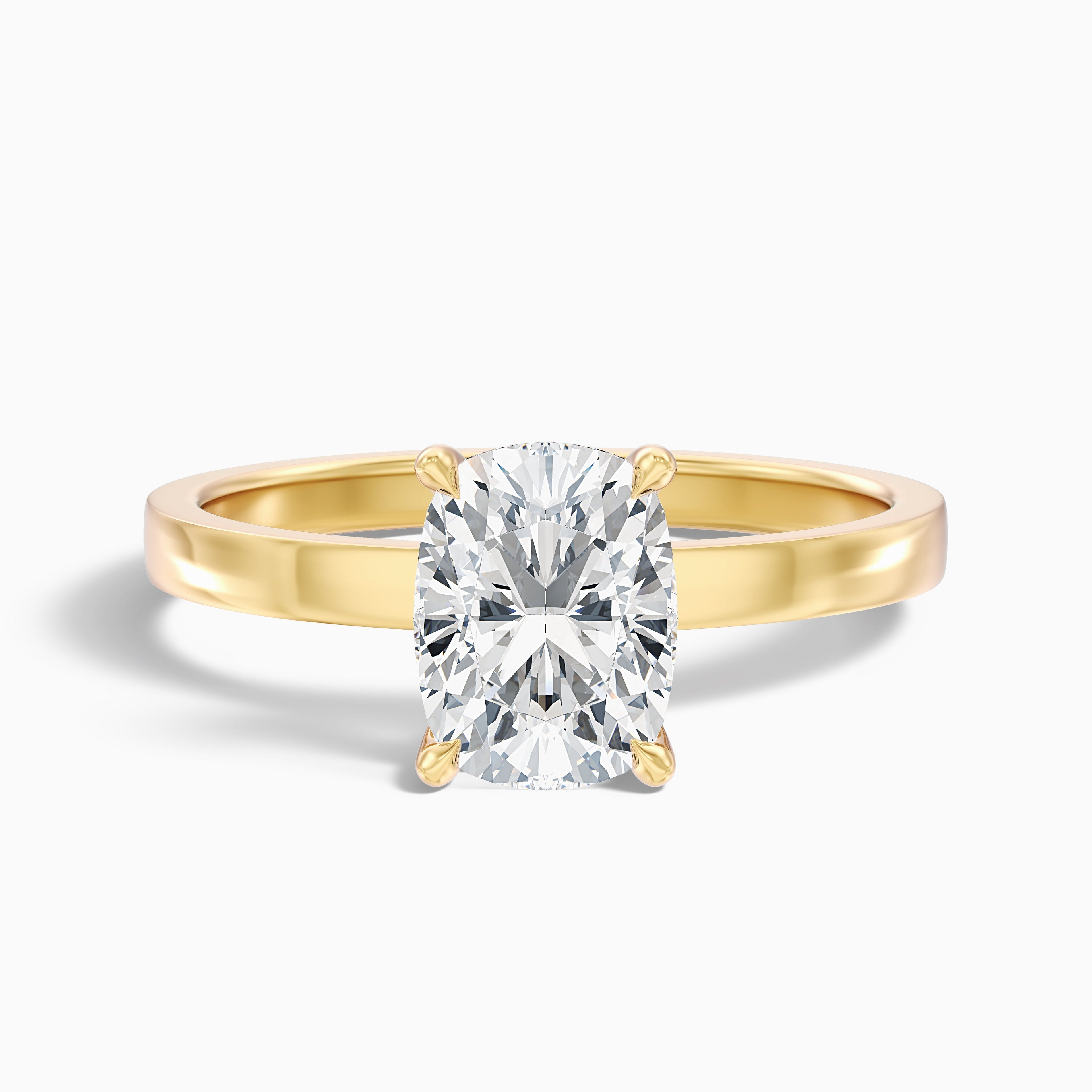 Aimee 1 Carat Elongated Cushion Cut Solitaire Moissanite Diamond Ring in 18k Rose Gold