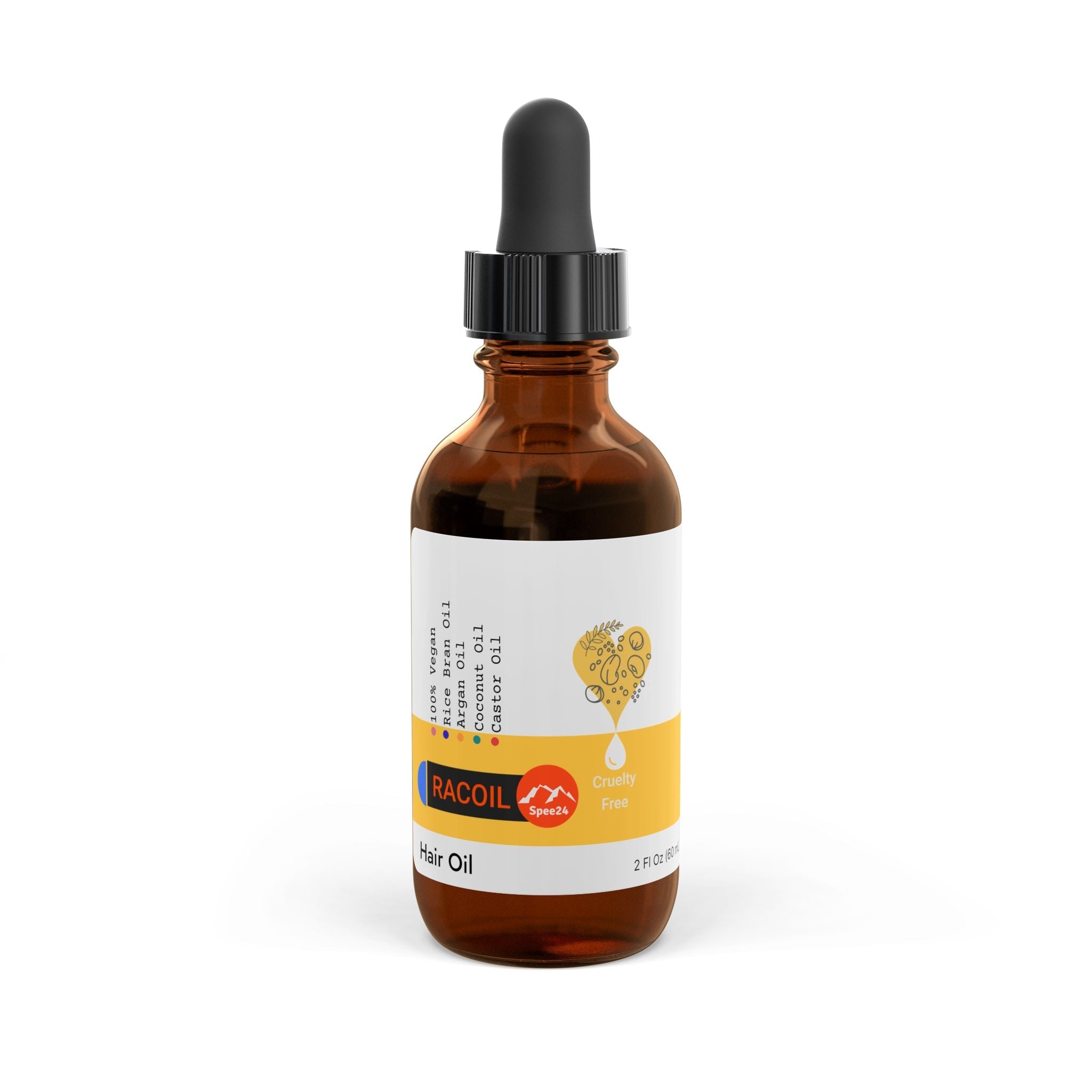 Racoil Hair Oil, 2oz for Healthy Shiny Strong hairs with post-treatment protection by Spee24, LLC