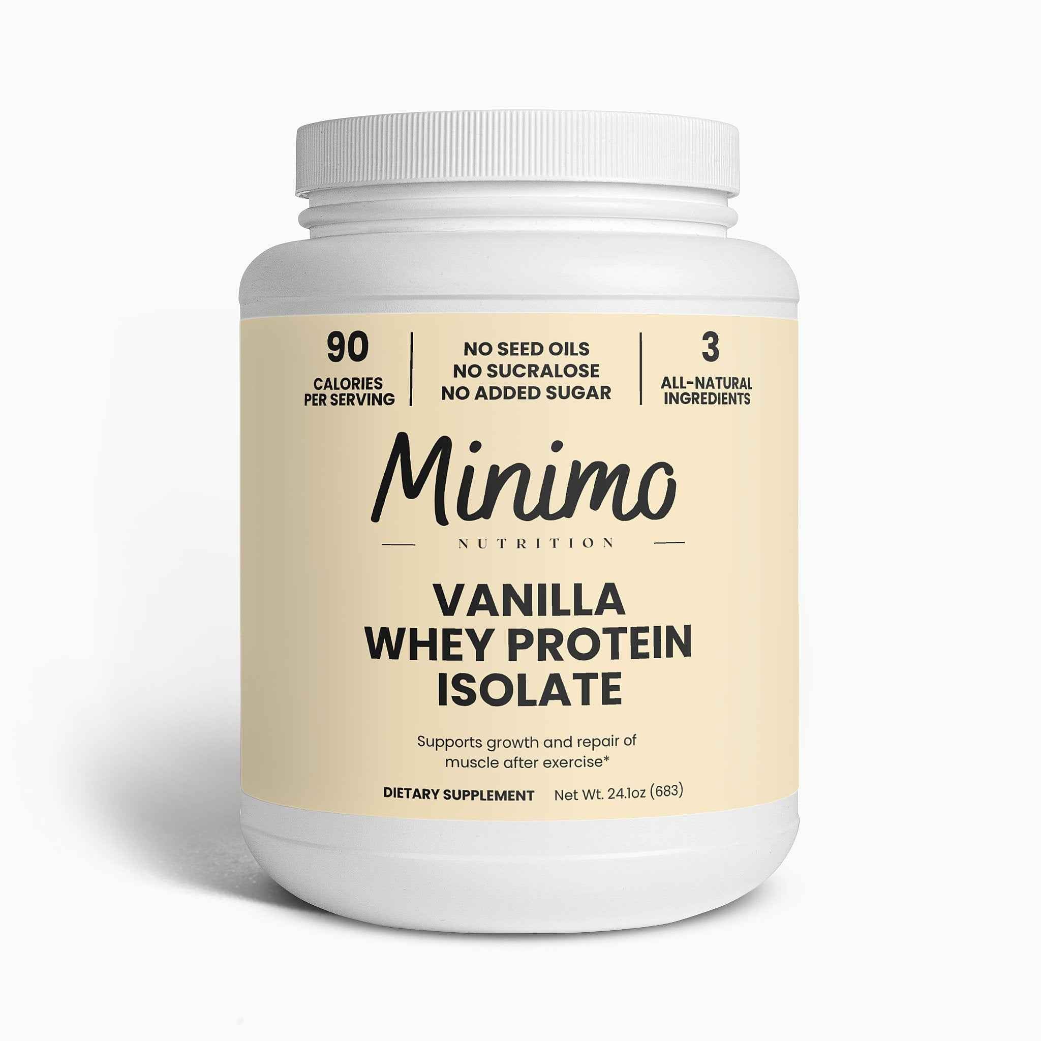 Vanilla Whey Isolate Protein Powder, 1.51 lbs by Minimo Nutrition