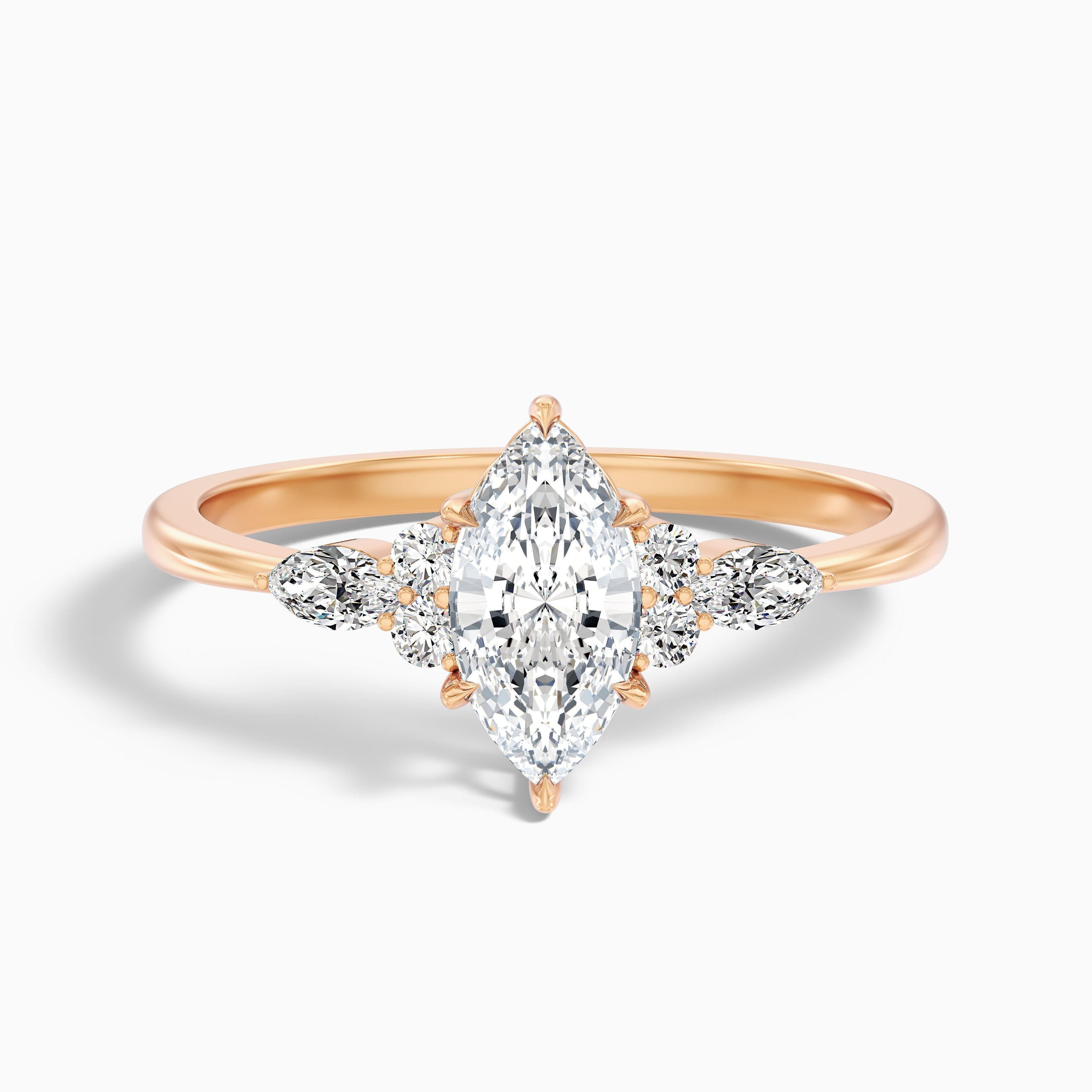 Harly 4.5 Carat Marquise Cut Side Stone Moissanite Diamond Ring in 18k Yellow Gold