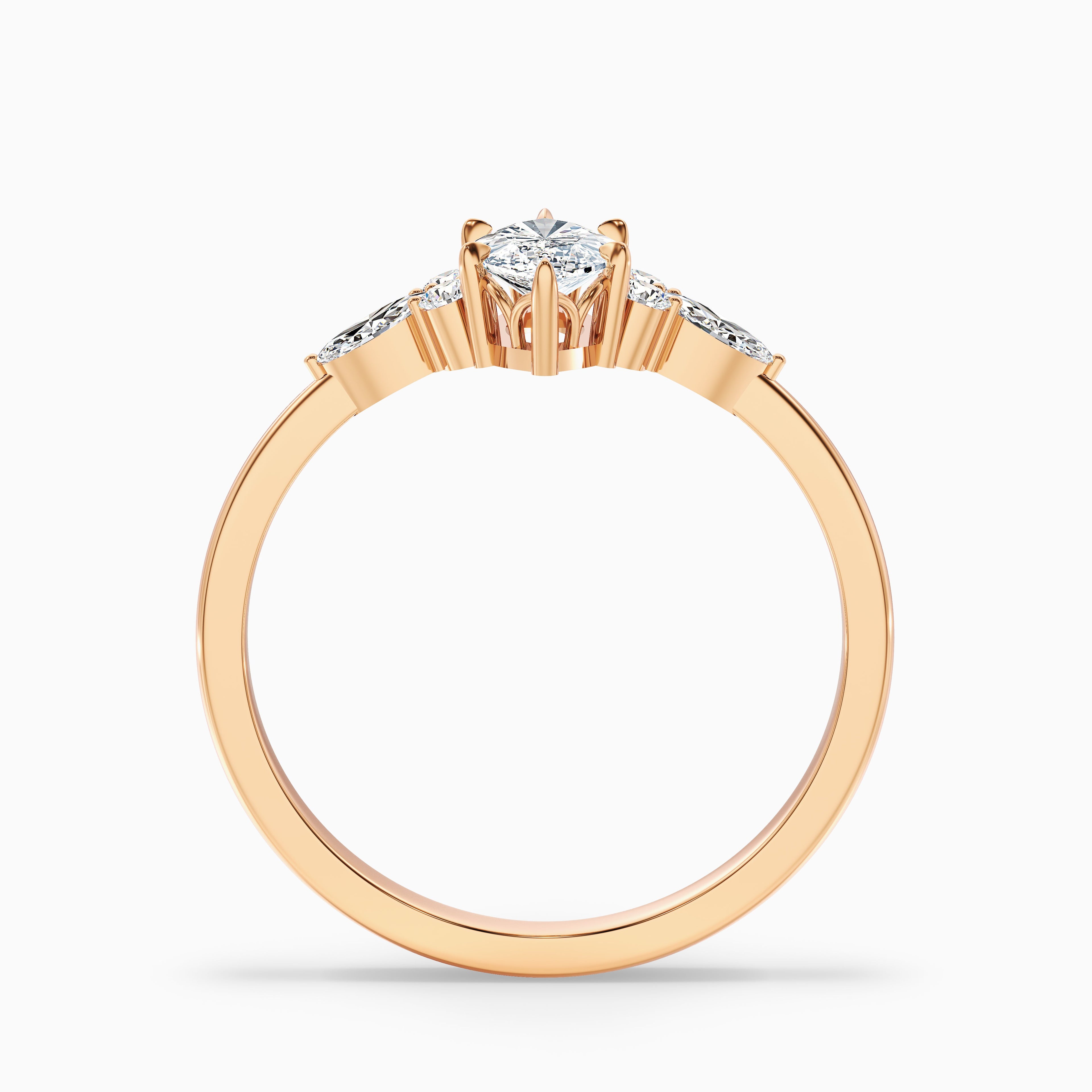 Chaya 1 Carat Marquise Cut Side Stone Lab Grown Diamond Ring in 925 Sterling Silver