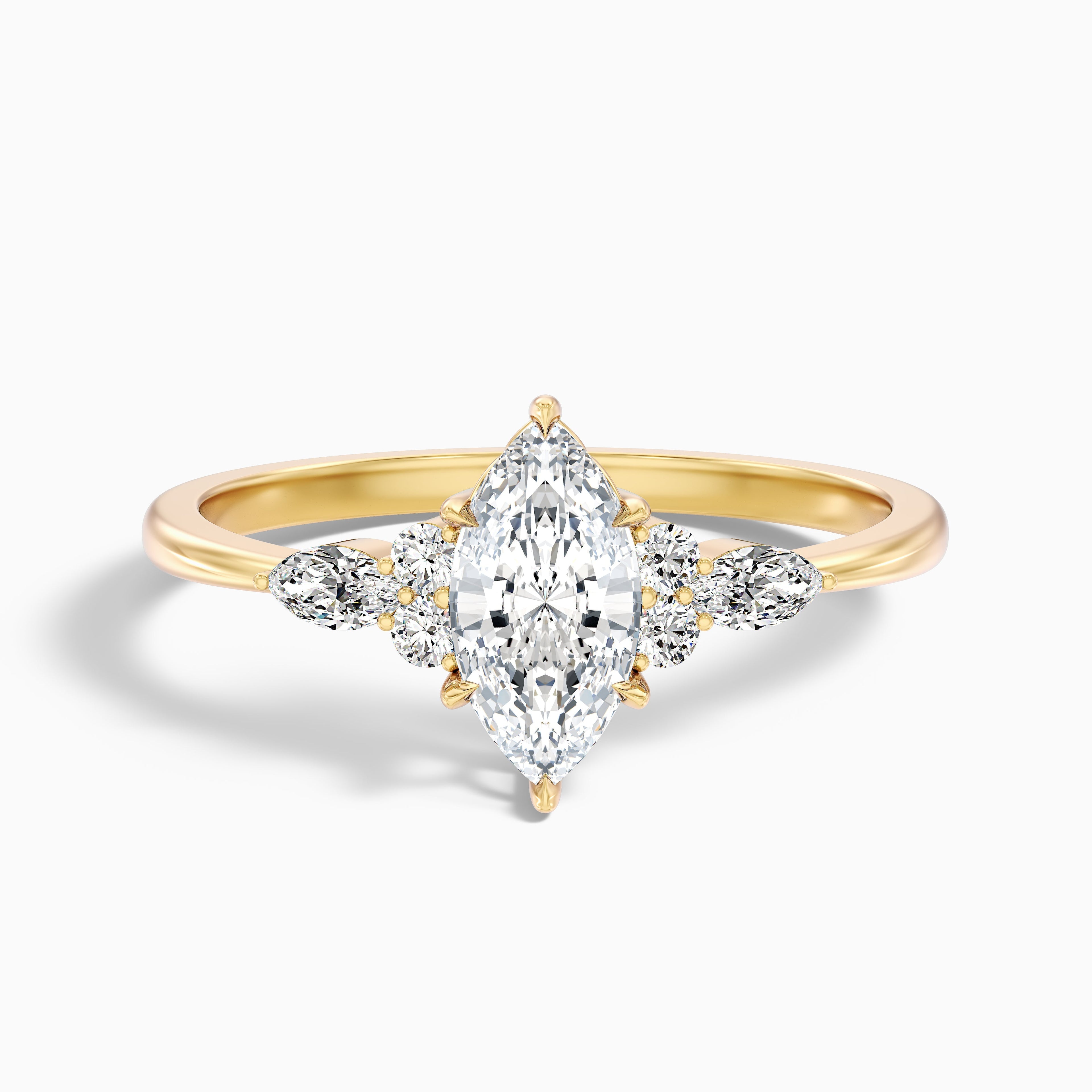 Harly 3 Carat Marquise Cut Stone Moissanite Diamond Ring in Platinum