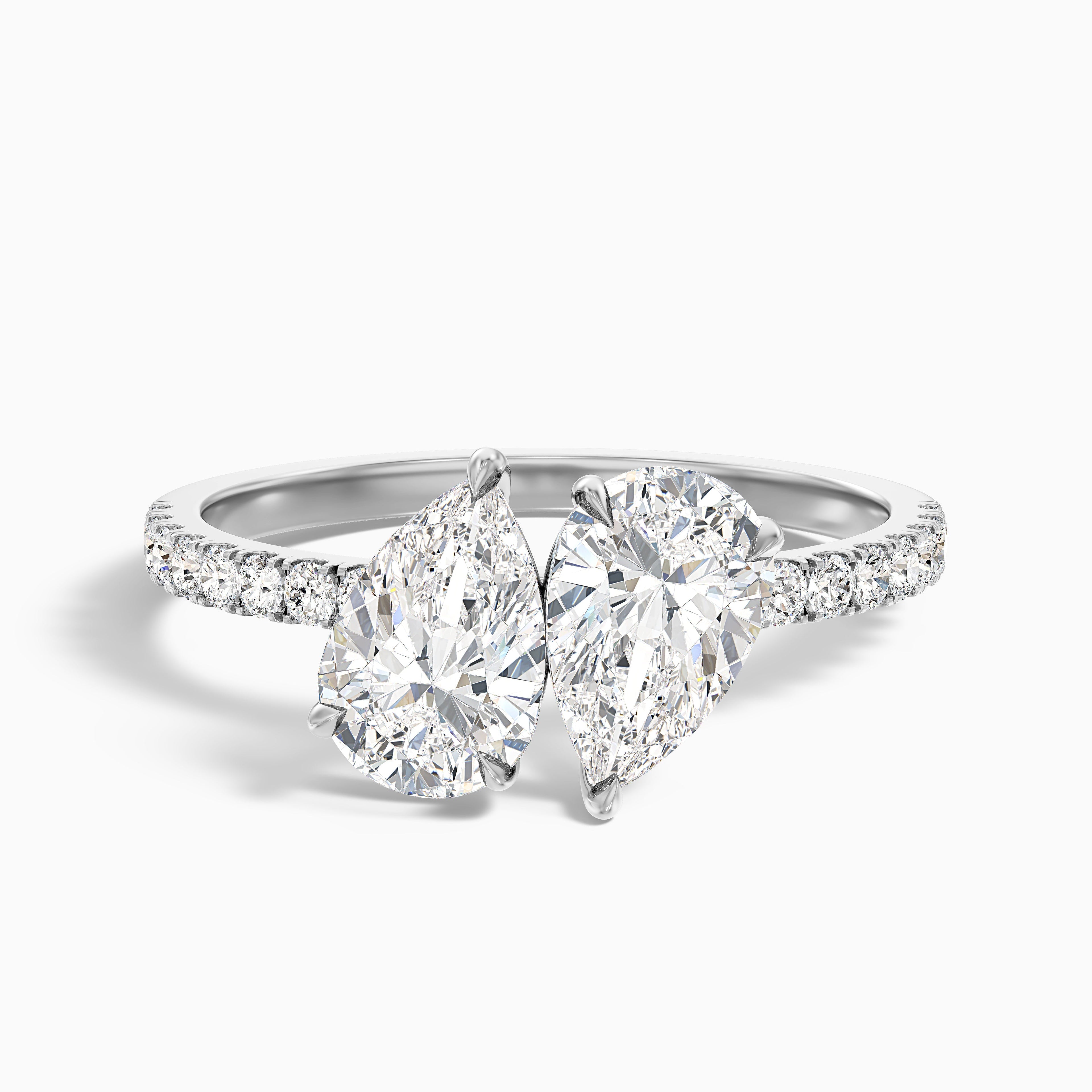 Anahi Toi Et Moi Pave Ring in 10k Yellow Gold With Both Pear Two Stone Lab Grown Diamond (5 Ct. Tw.)