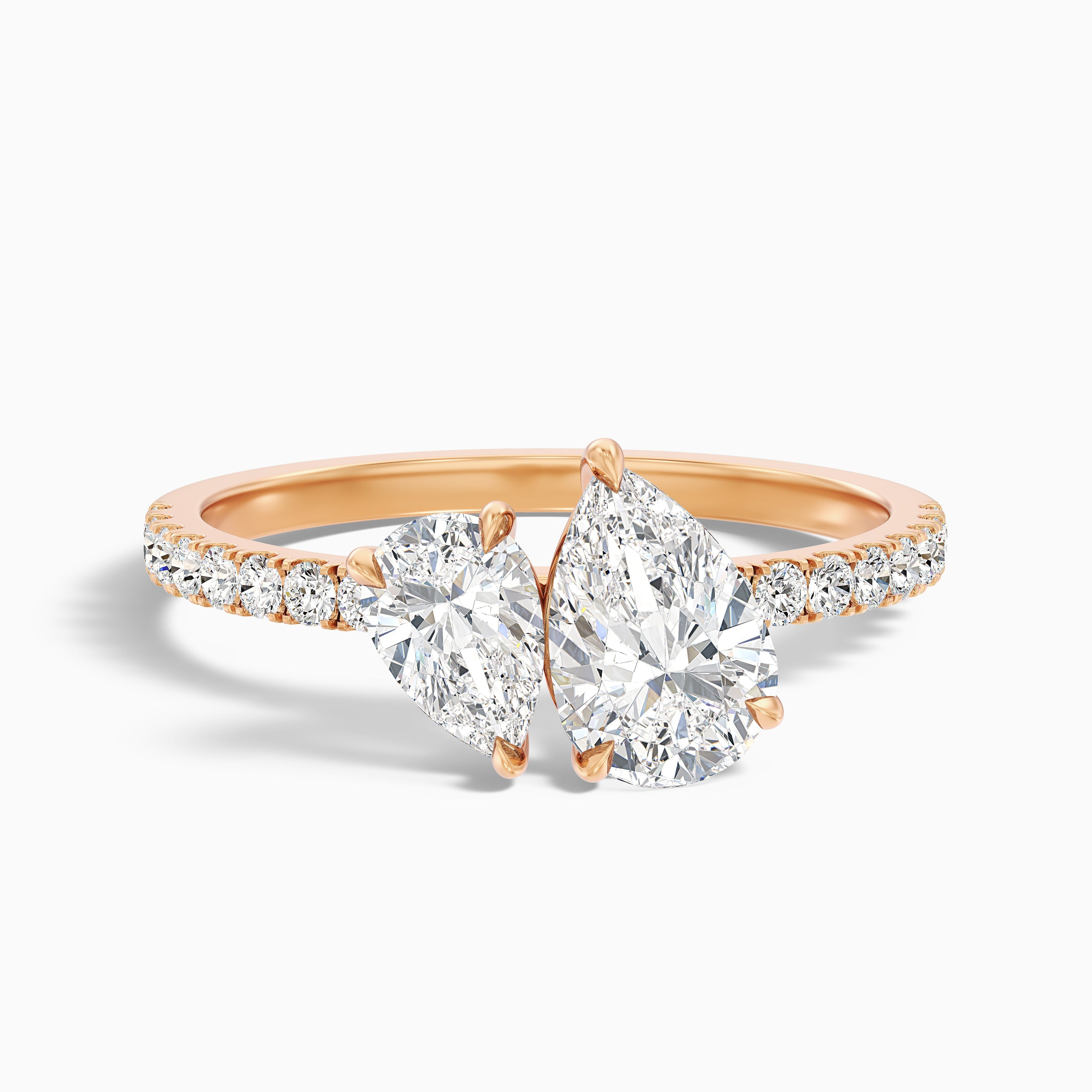 Andie Toi Et Moi Pave Ring in 10k White Gold With Both Pear Two Stone Lab Grown Diamond (4.5 Ct. Tw.)