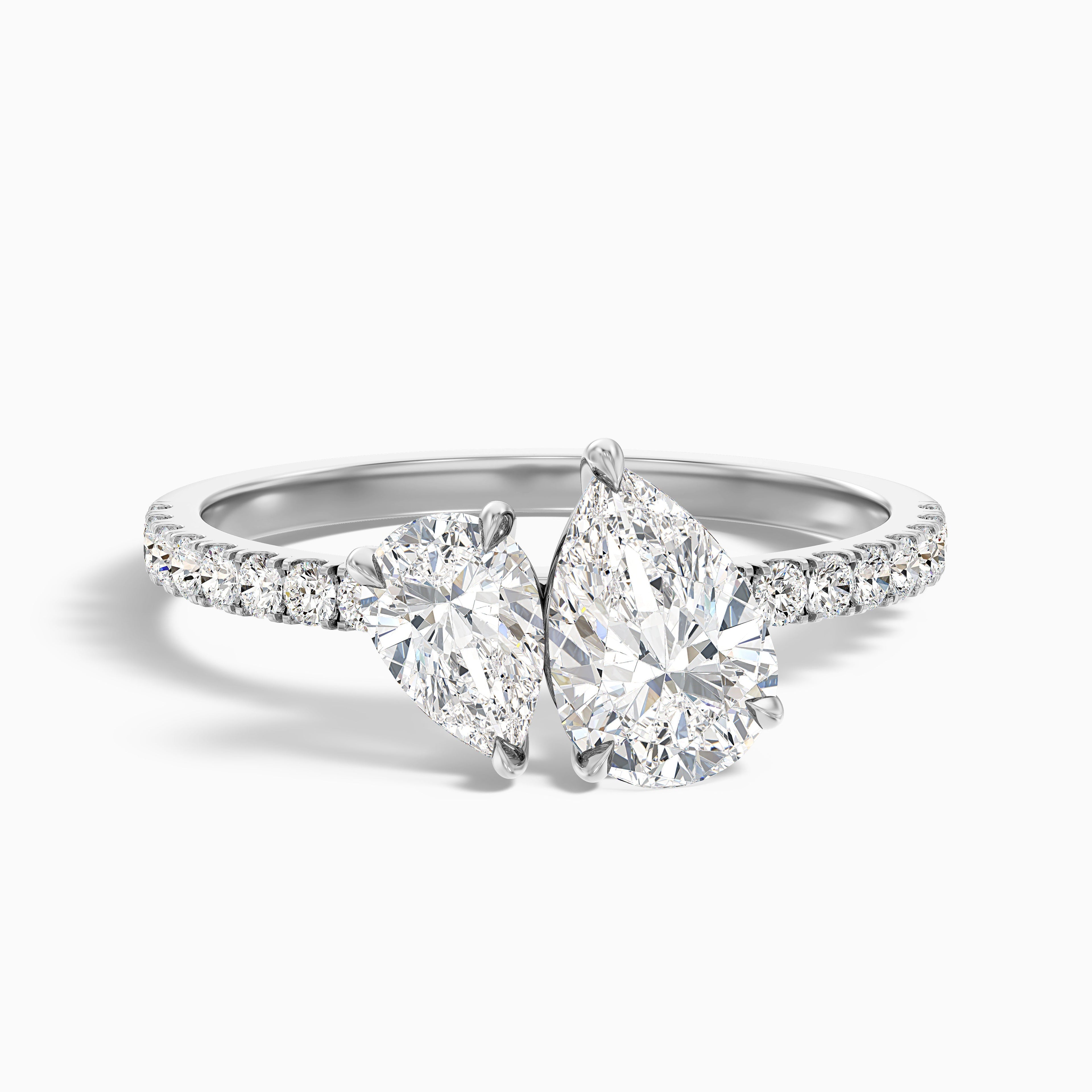 Andie Toi Et Moi Pave Ring in 18k Yellow Gold With Both Pear Two Stone Lab Grown Diamond (5 Ct. Tw.)