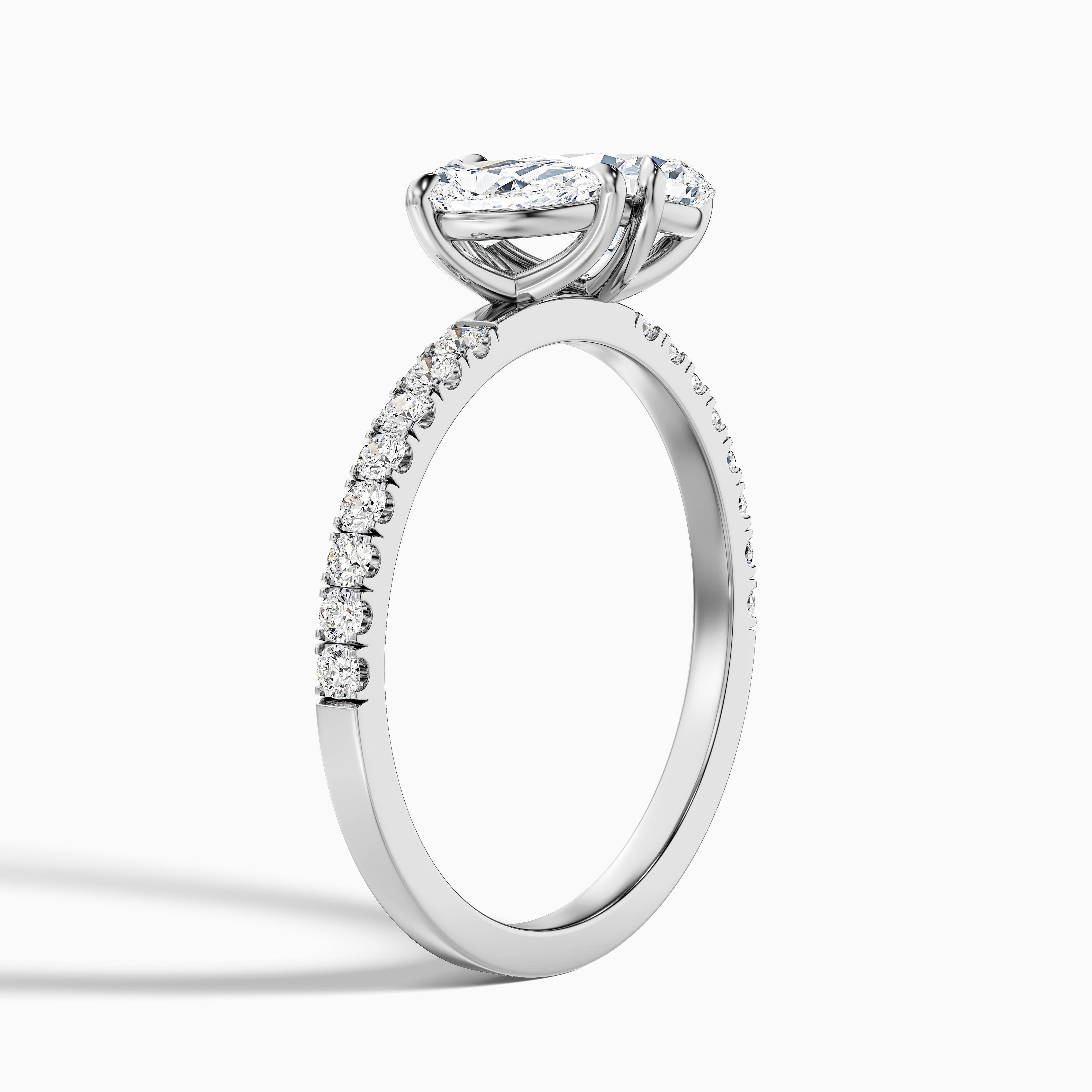 Aiyla Toi Et Moi Pave Ring With Both Pear Two Stone Moissanite Diamond in 14k Yellow Gold (1.5 Ct. Tw.)