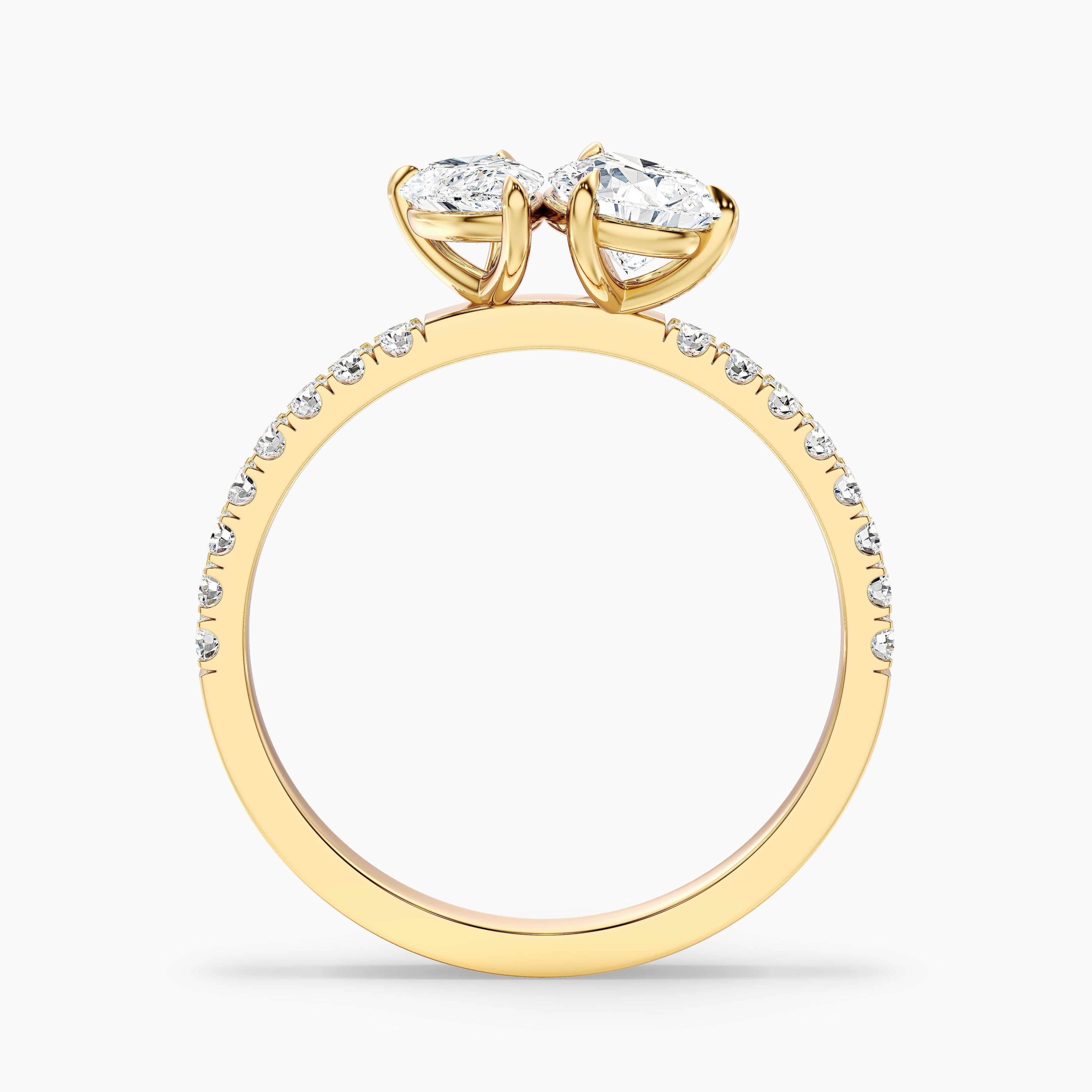 Andie Toi Et Moi Pave Ring in 14k Yellow Gold With Both Pear Two Stone Lab Grown Diamond (3.5 Ct. Tw.)