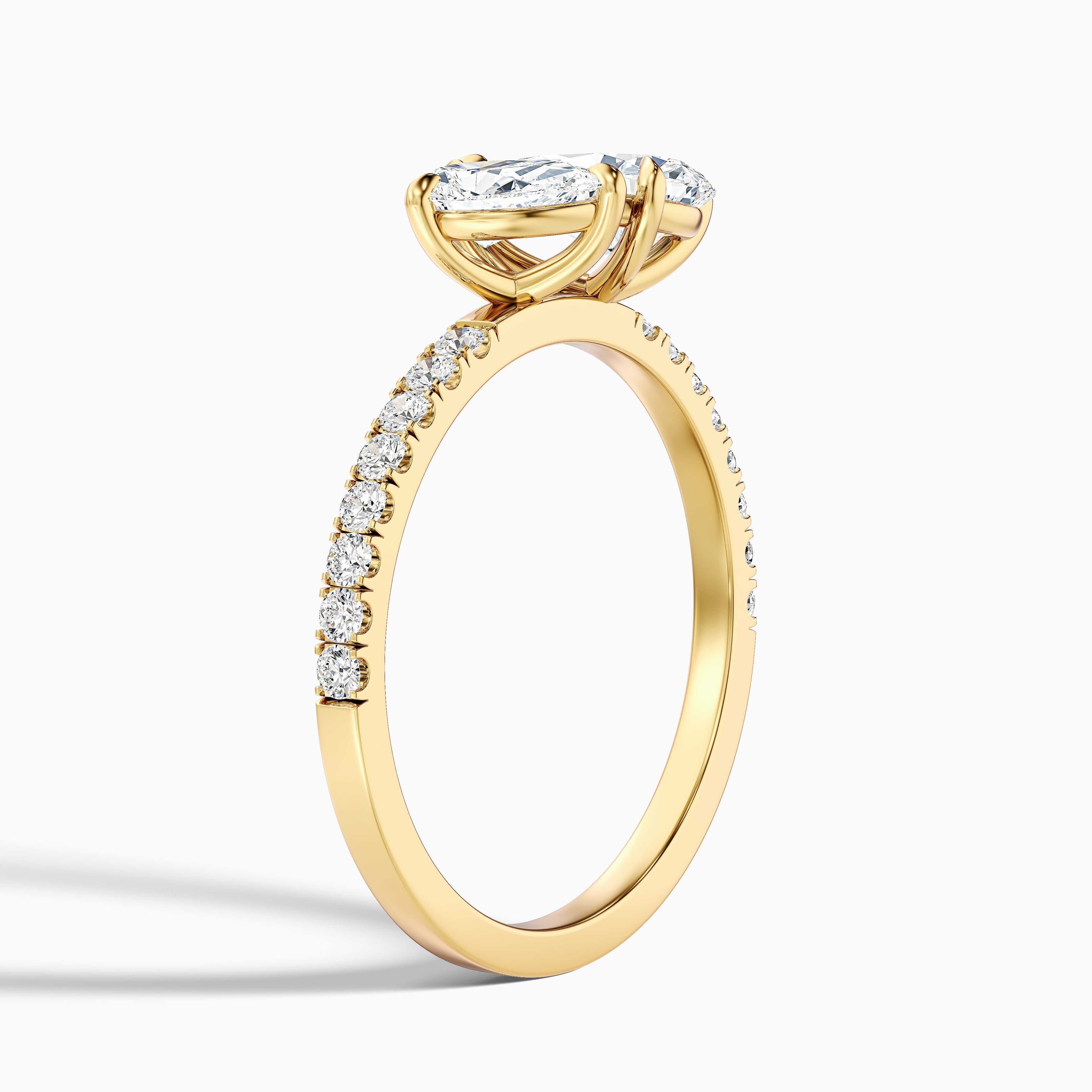 Aiyla Toi Et Moi Pave Ring With Both Pear Two Stone Moissanite Diamond in 18k Rose Gold (2.5 Ct. Tw.)