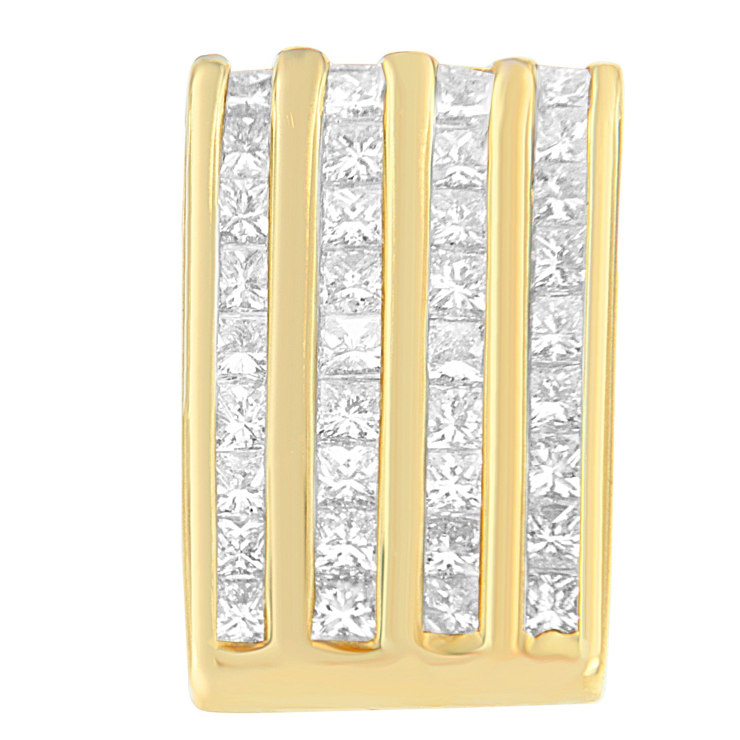 14K Yellow Gold 2 1/3 cttw Princess Cut Diamond Block Pendant Necklace (H-I, SI1-SI2) by Bids.com