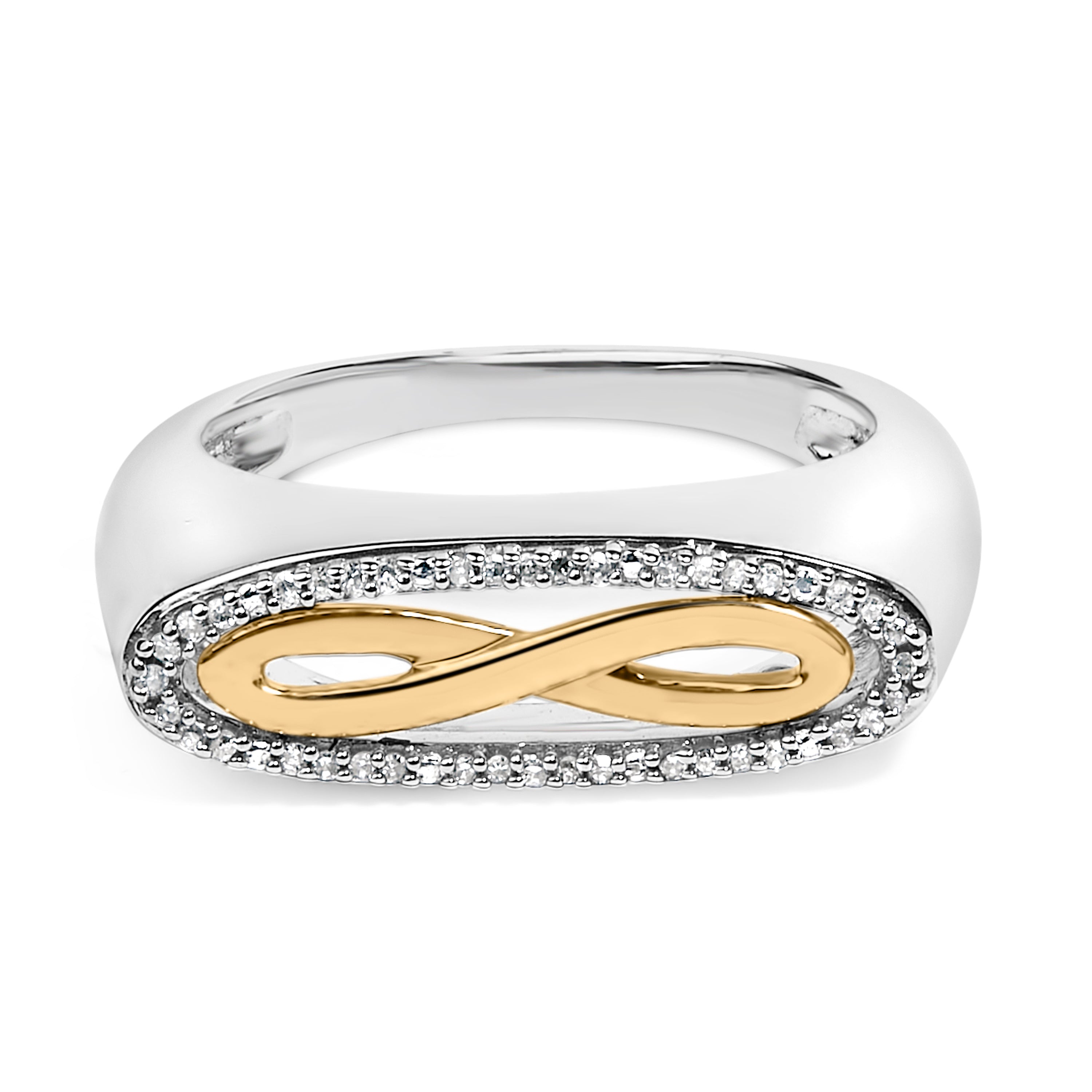 14K Yellow Gold Plated Sterling Silver Diamond Accent Infinity Ring DestGlow