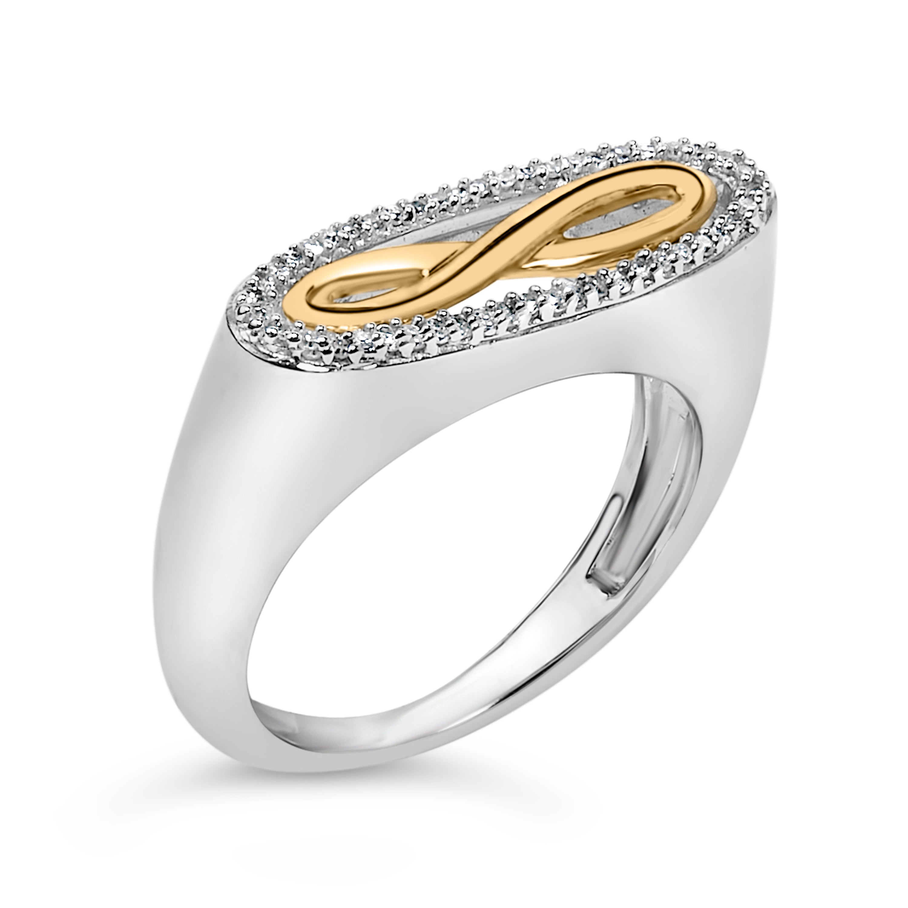 14K Yellow Gold Plated Sterling Silver Diamond Accent Infinity Ring DestGlow