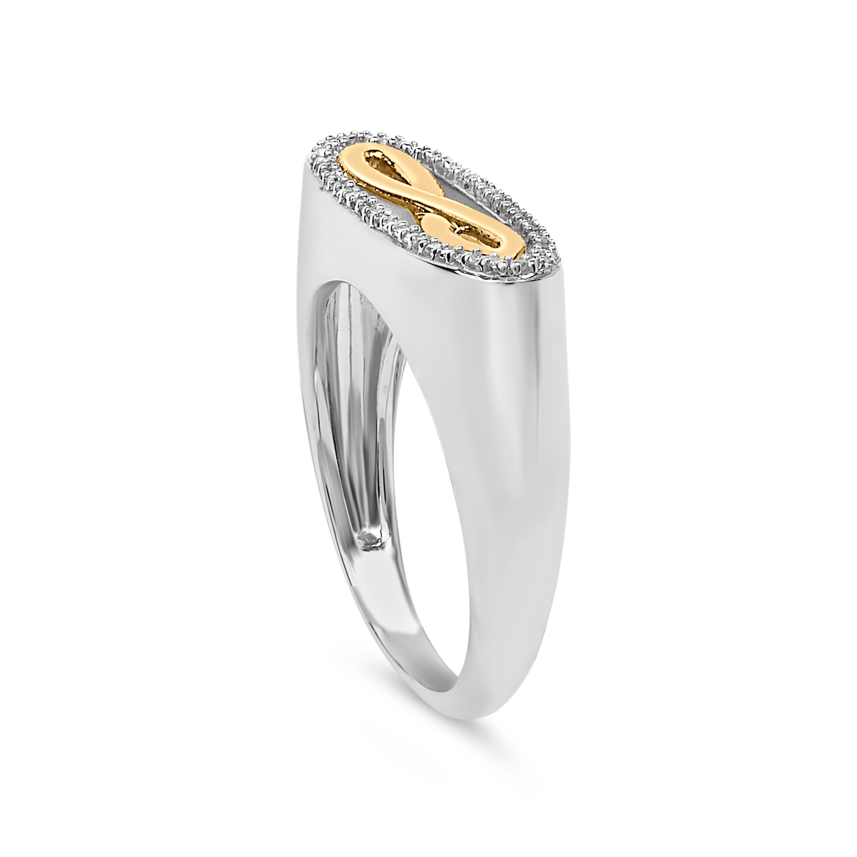 14K Yellow Gold Plated Sterling Silver Diamond Accent Infinity Ring DestGlow